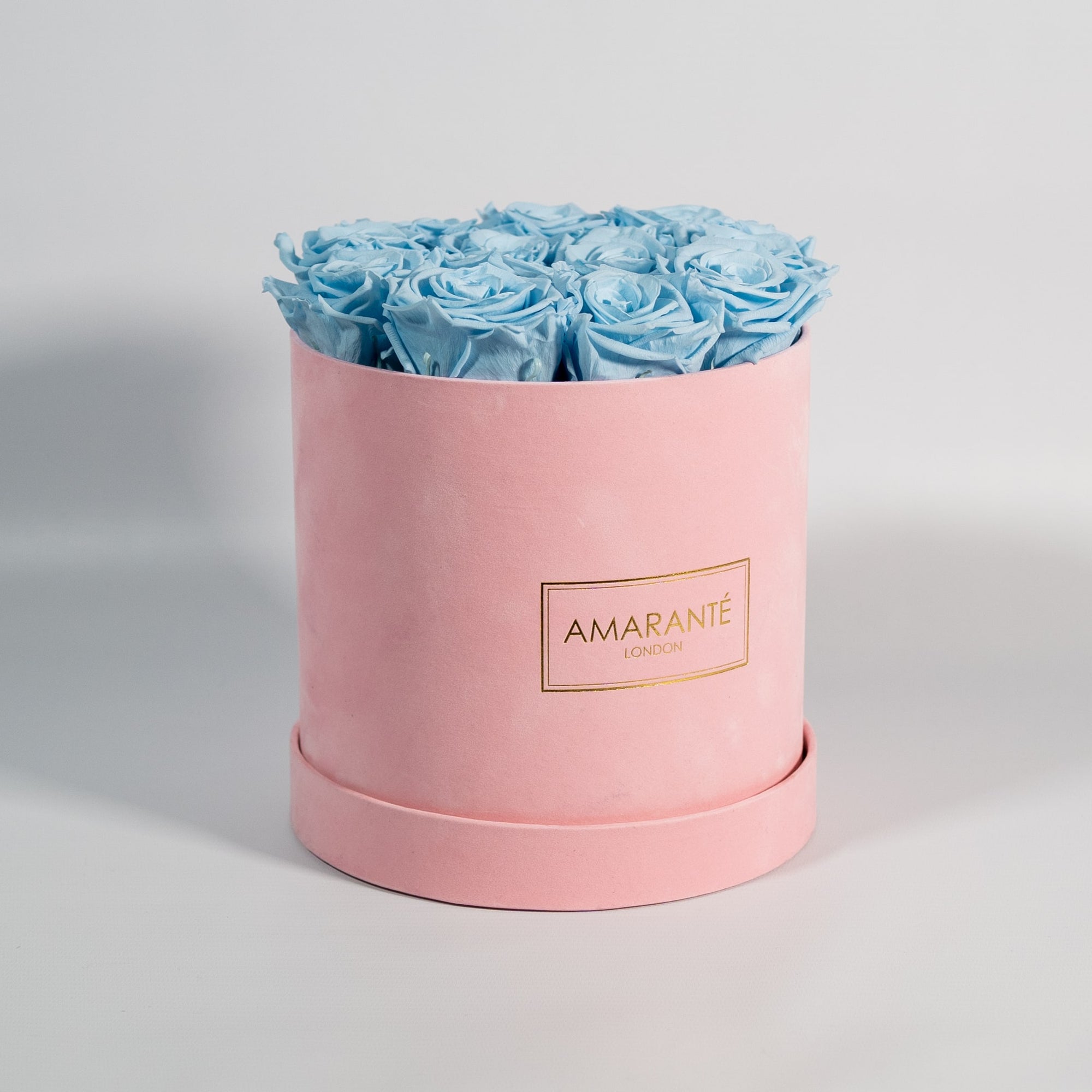Medium Pink Round Suede Rose Box