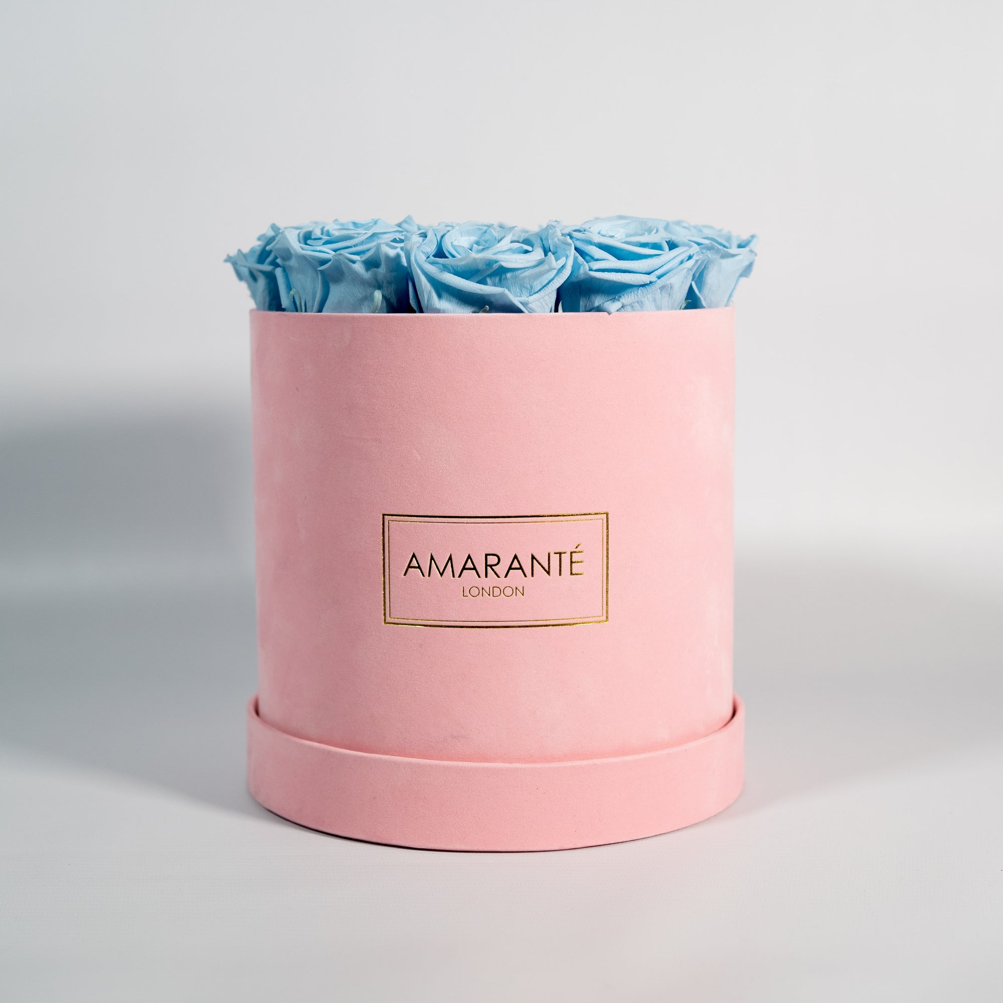 Medium Pink Round Suede Rose Box