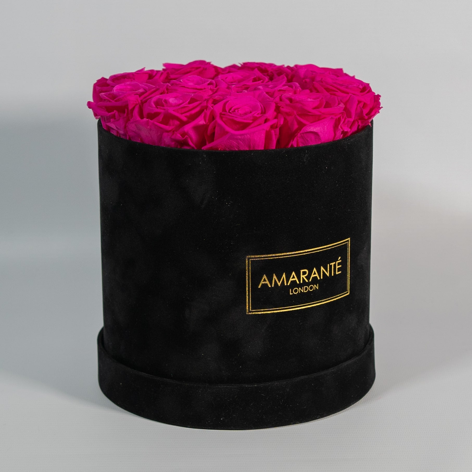 Medium Round Black Suede Rose Box