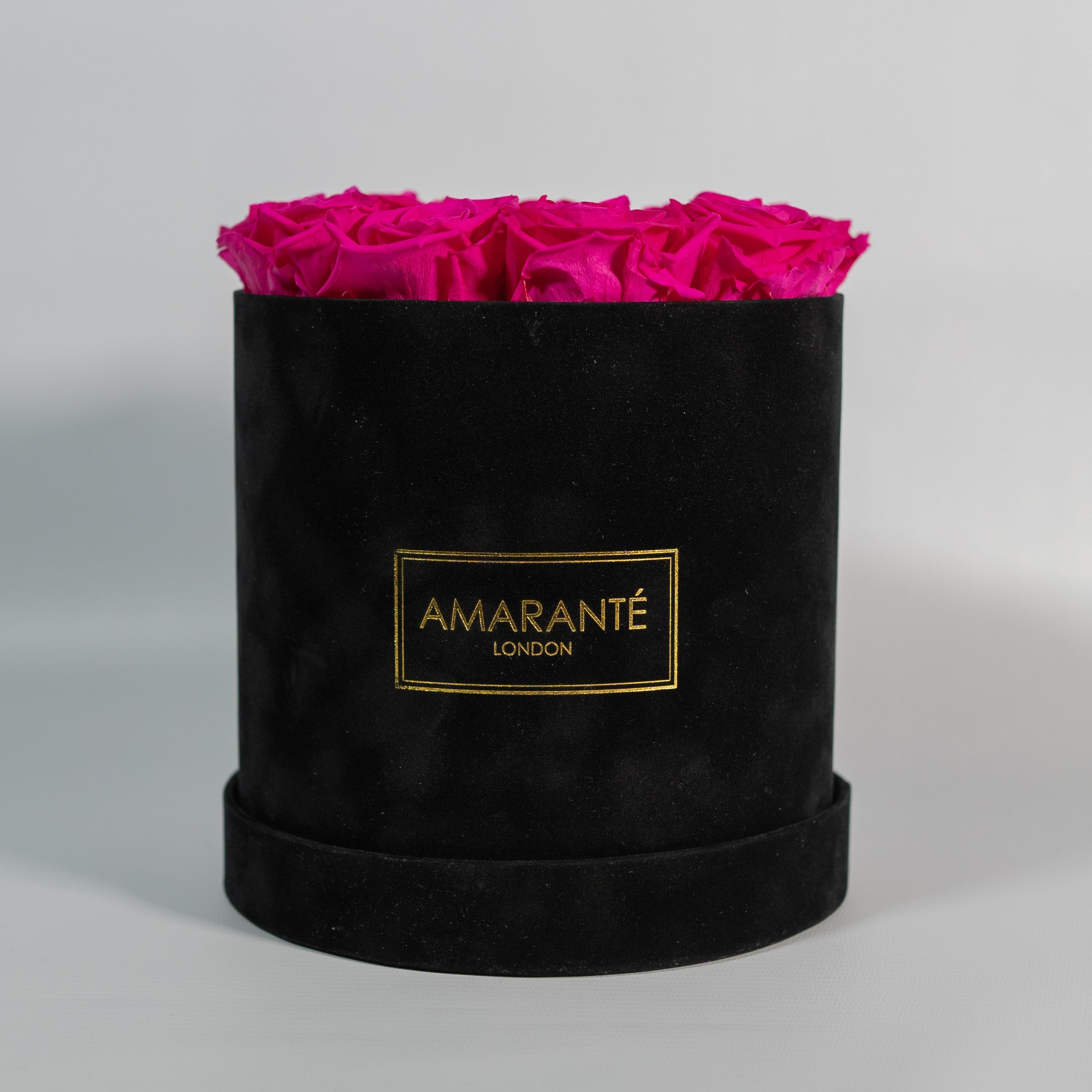 Medium Round Black Suede Rose Box