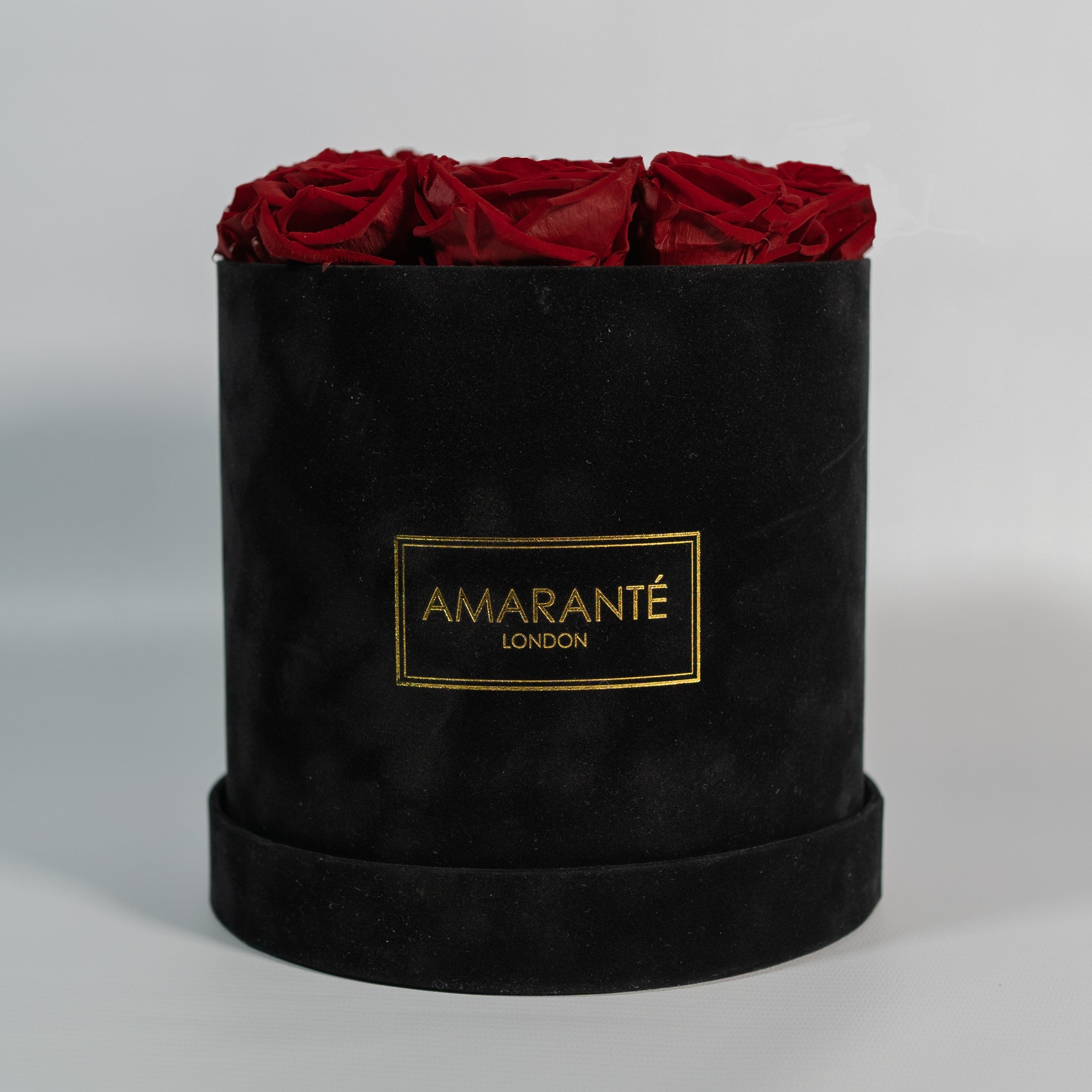 Medium Round Black Suede Rose Box