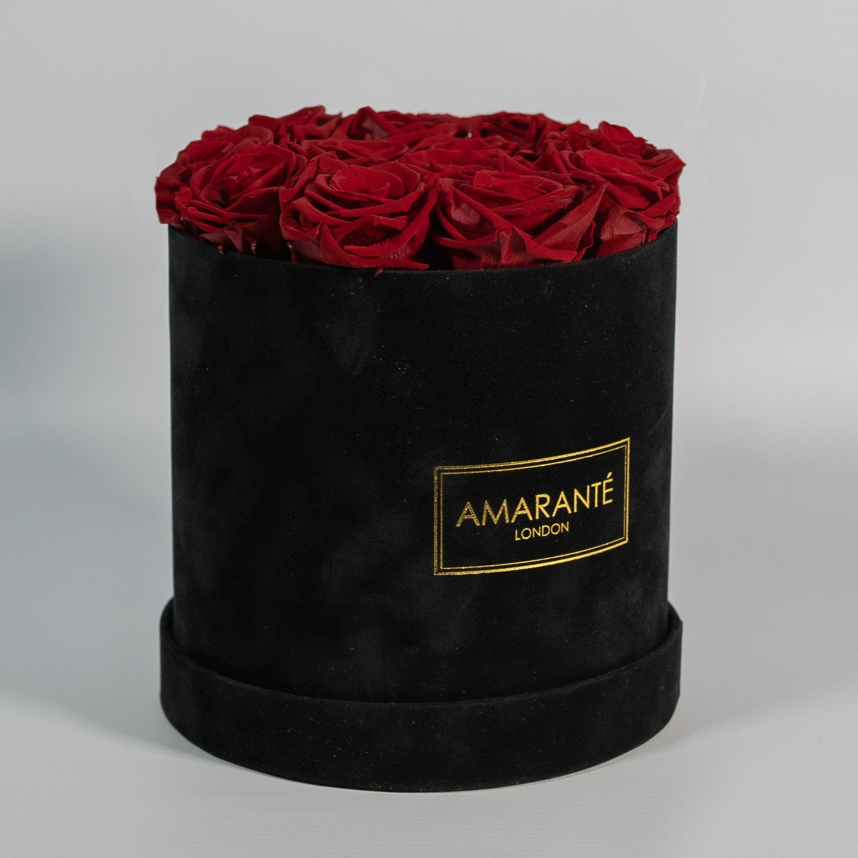 Medium Round Black Suede Rose Box