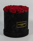 Medium Round Black Suede Rose Box