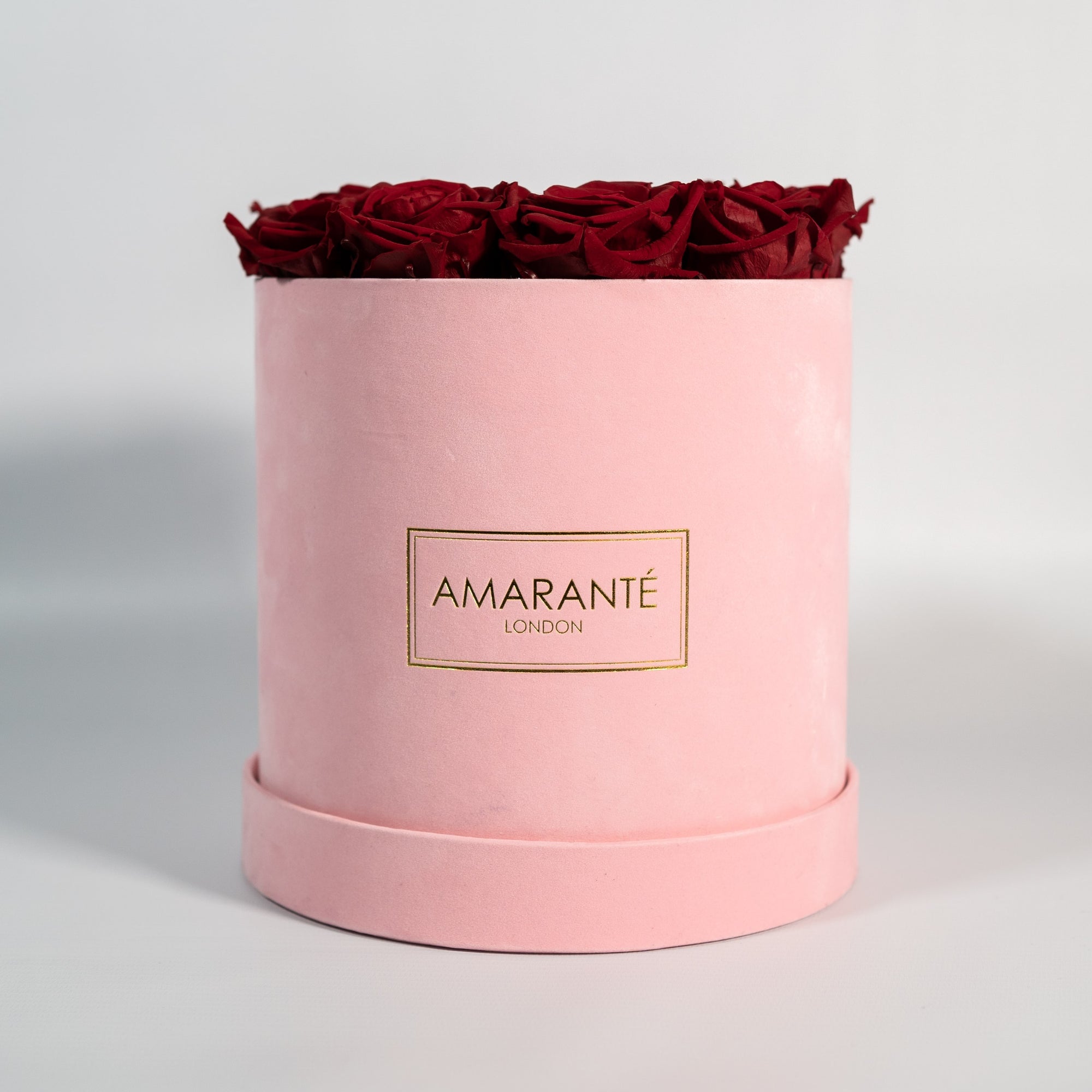 Medium Pink Round Suede Rose Box