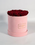 Medium Pink Round Suede Rose Box