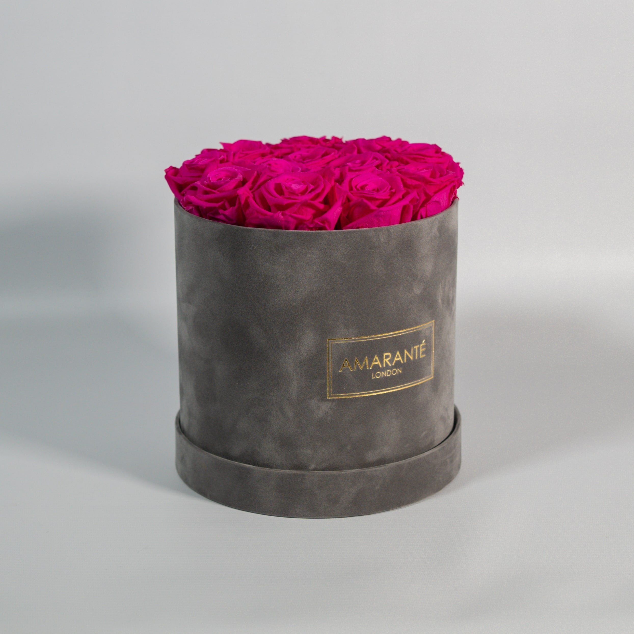 Medium Grey Round Suede Rose Box