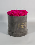 Medium Grey Round Suede Rose Box