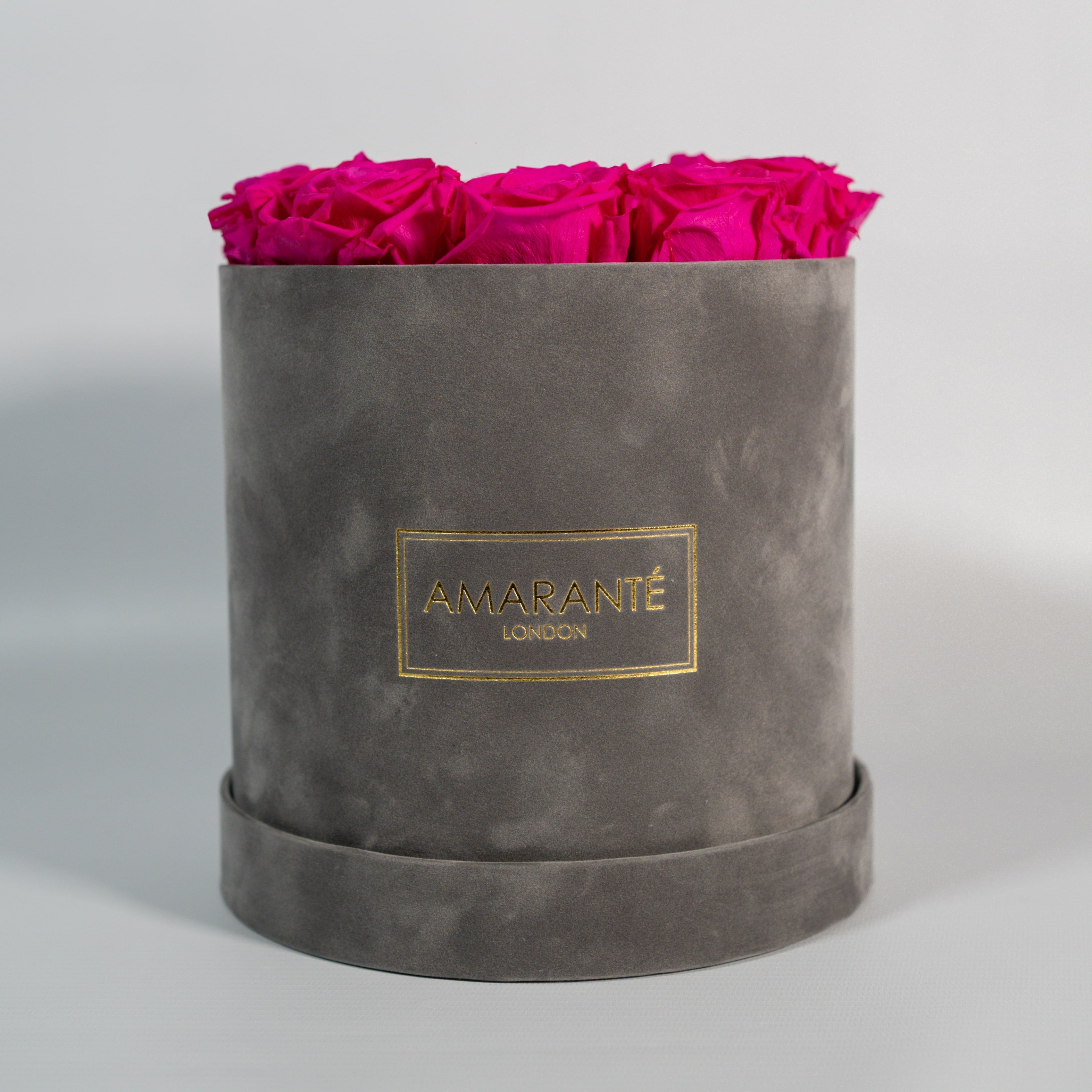 Medium Grey Round Suede Rose Box