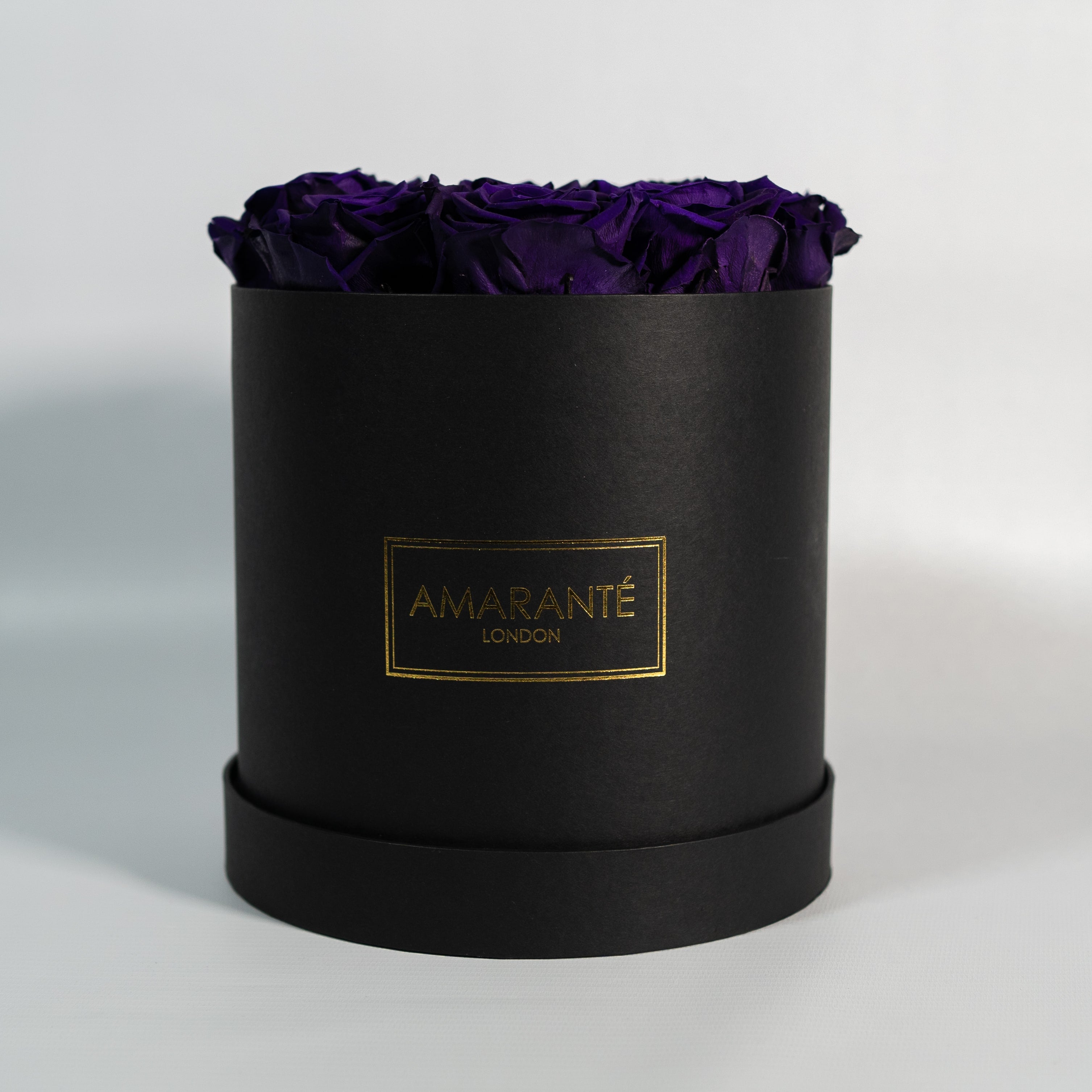 Medium Black Round Matte Rose Box of Infinity Roses