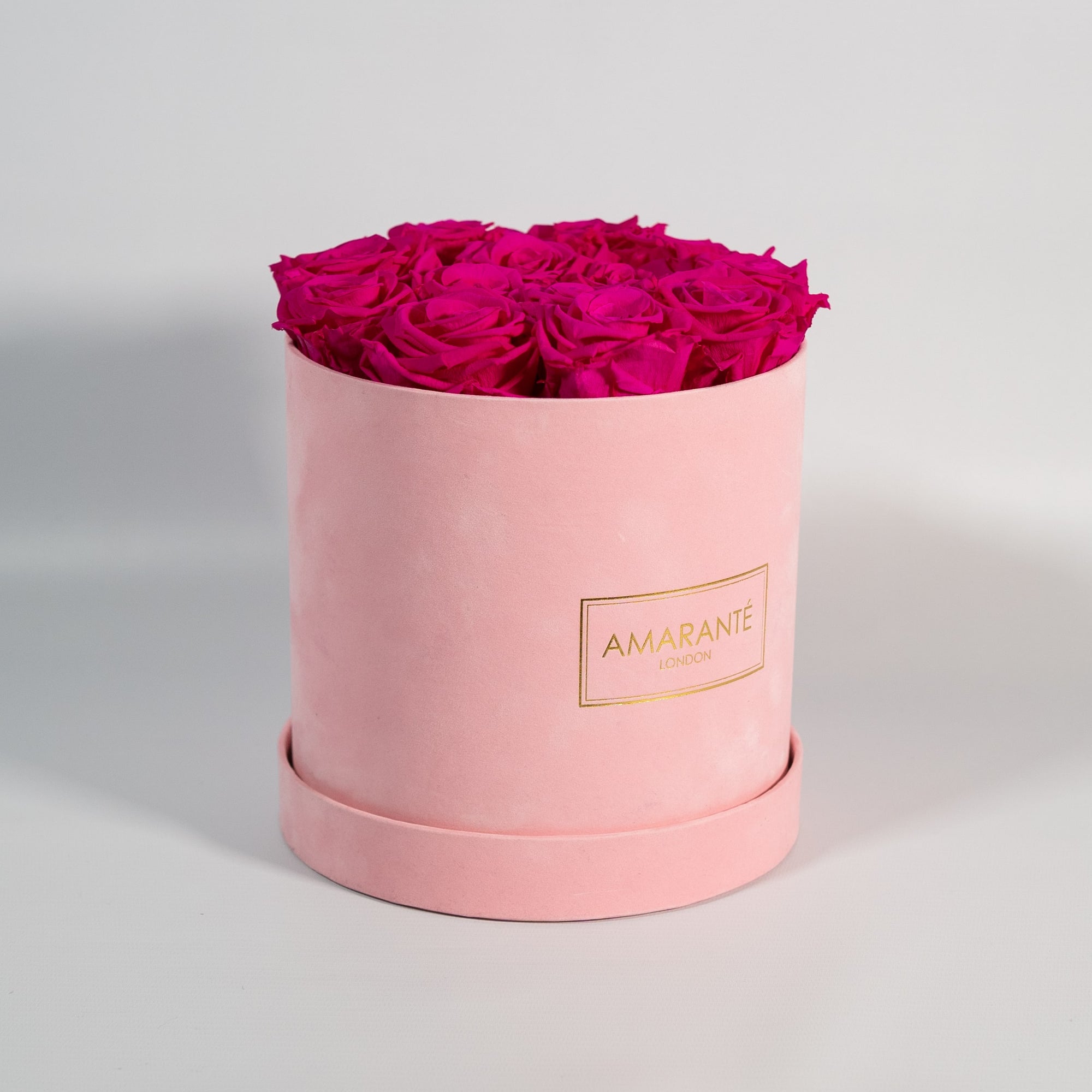 Medium Pink Round Suede Rose Box