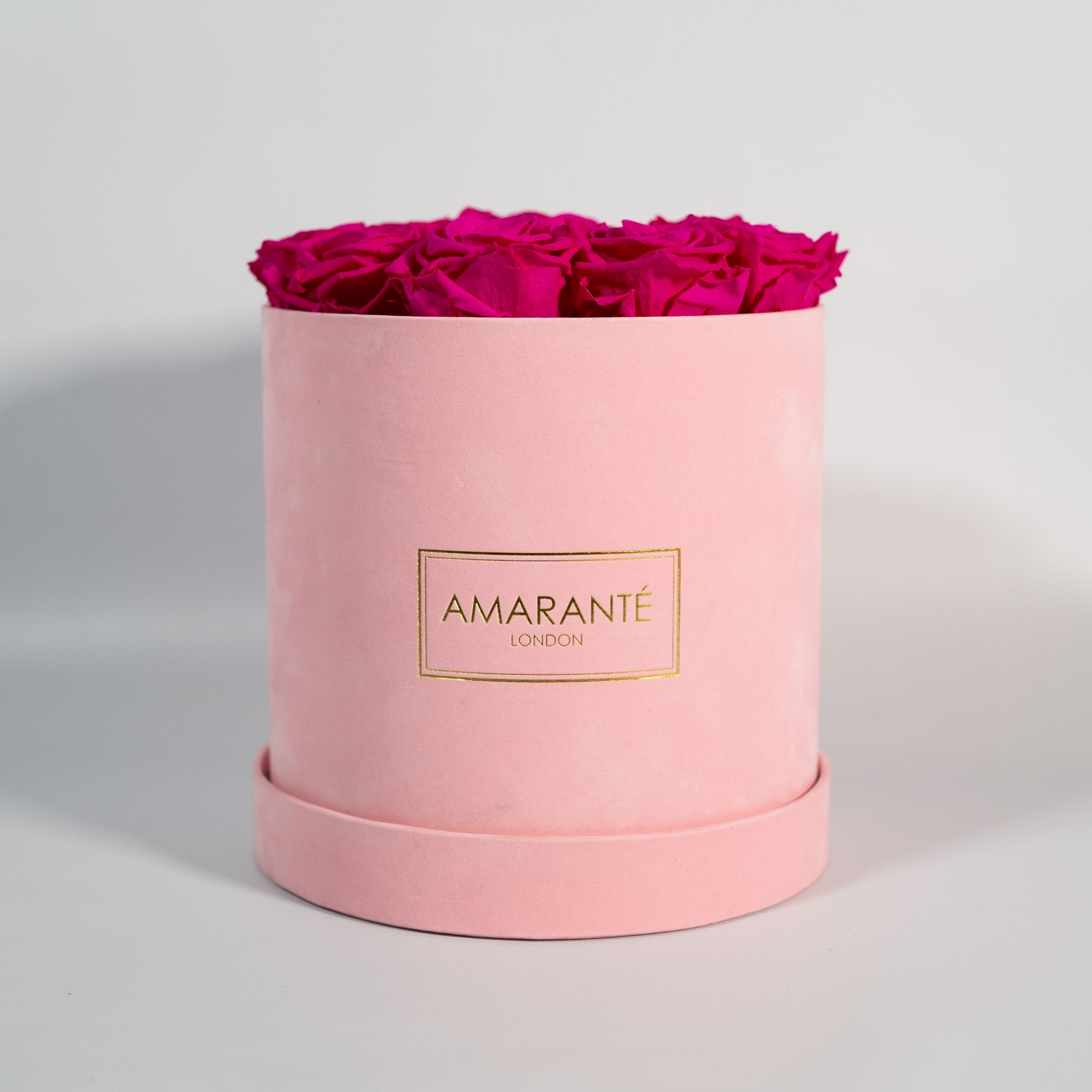 Medium Pink Round Suede Rose Box