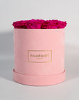 Medium Pink Round Suede Rose Box