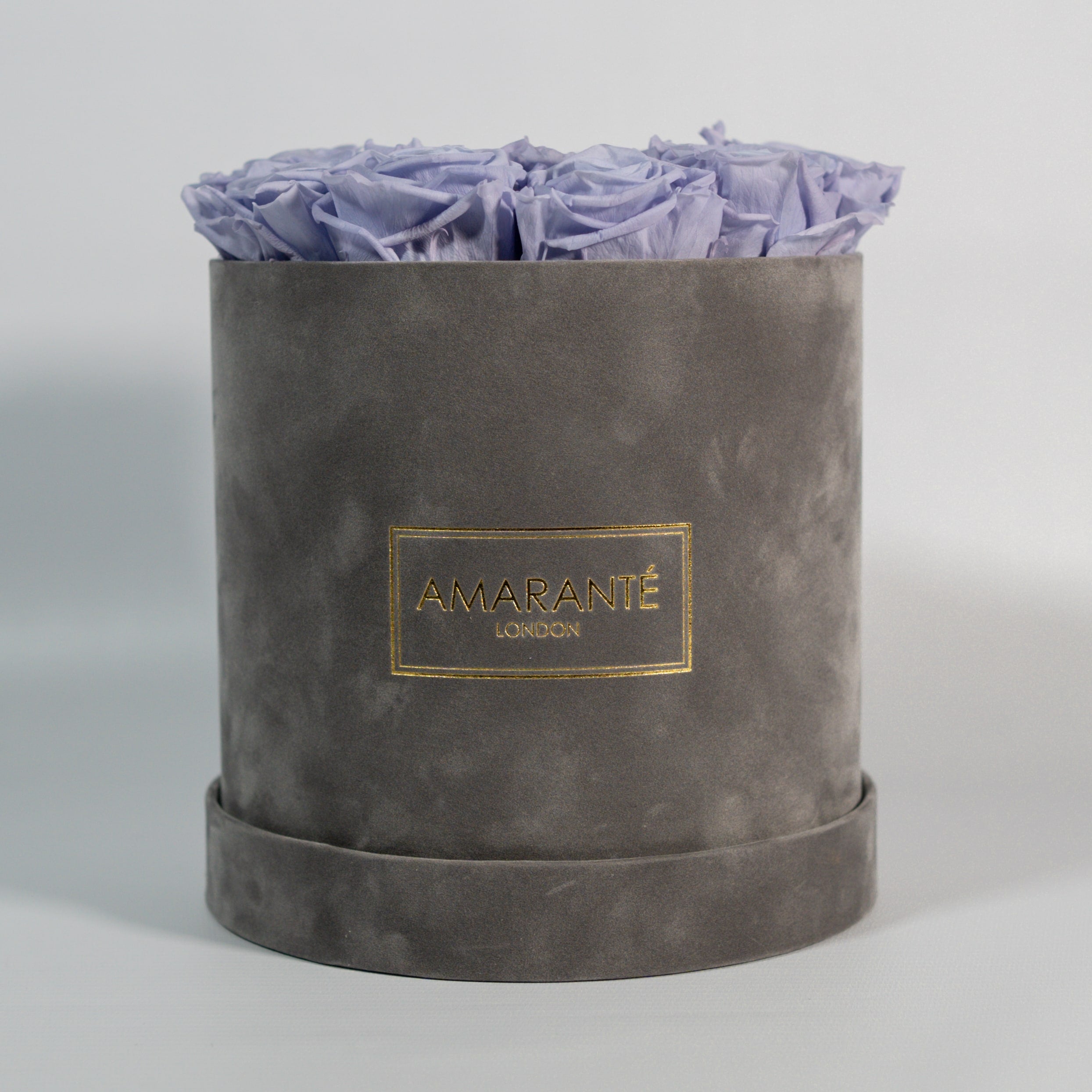 Medium Grey Round Suede Rose Box