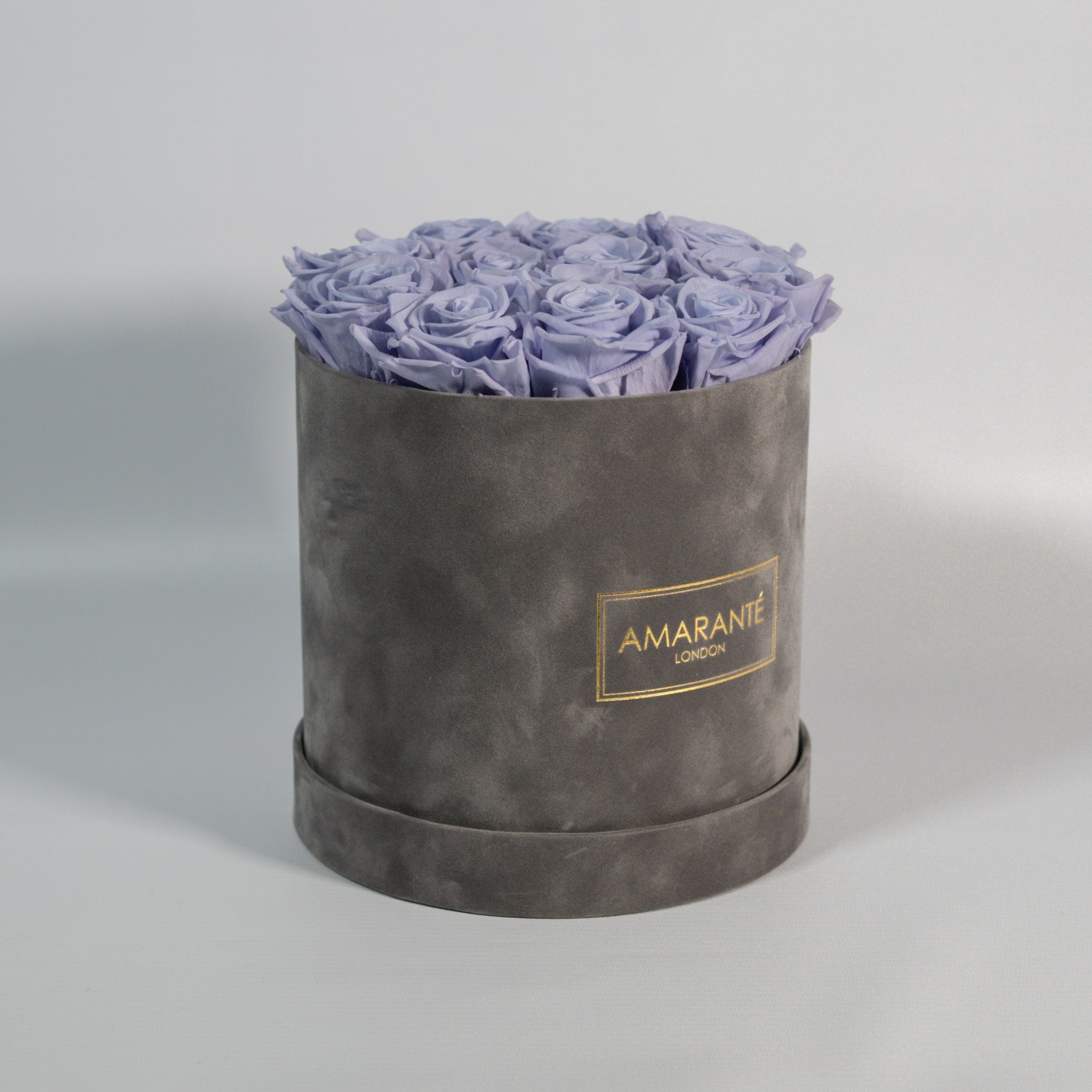 Medium Grey Round Suede Rose Box