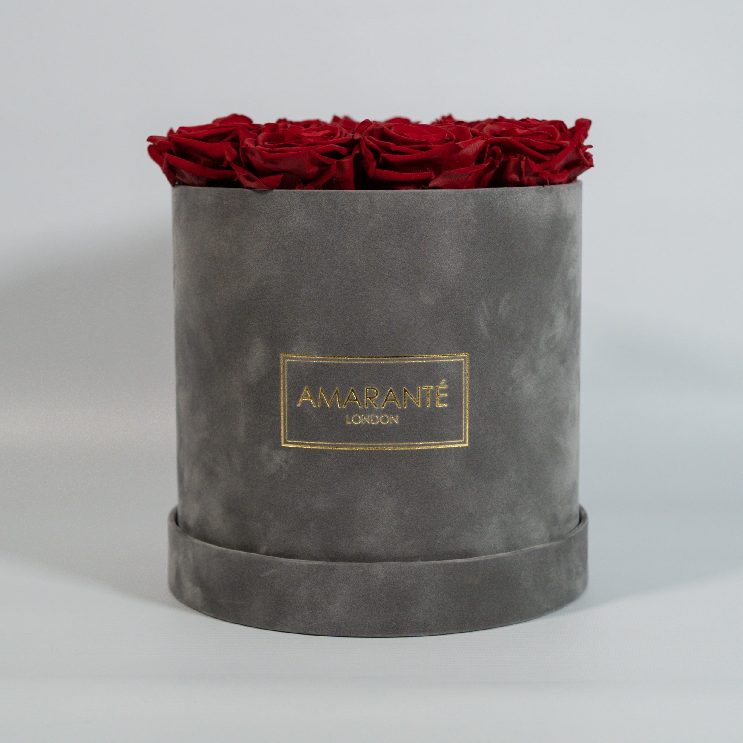 Medium Grey Round Suede Rose Box