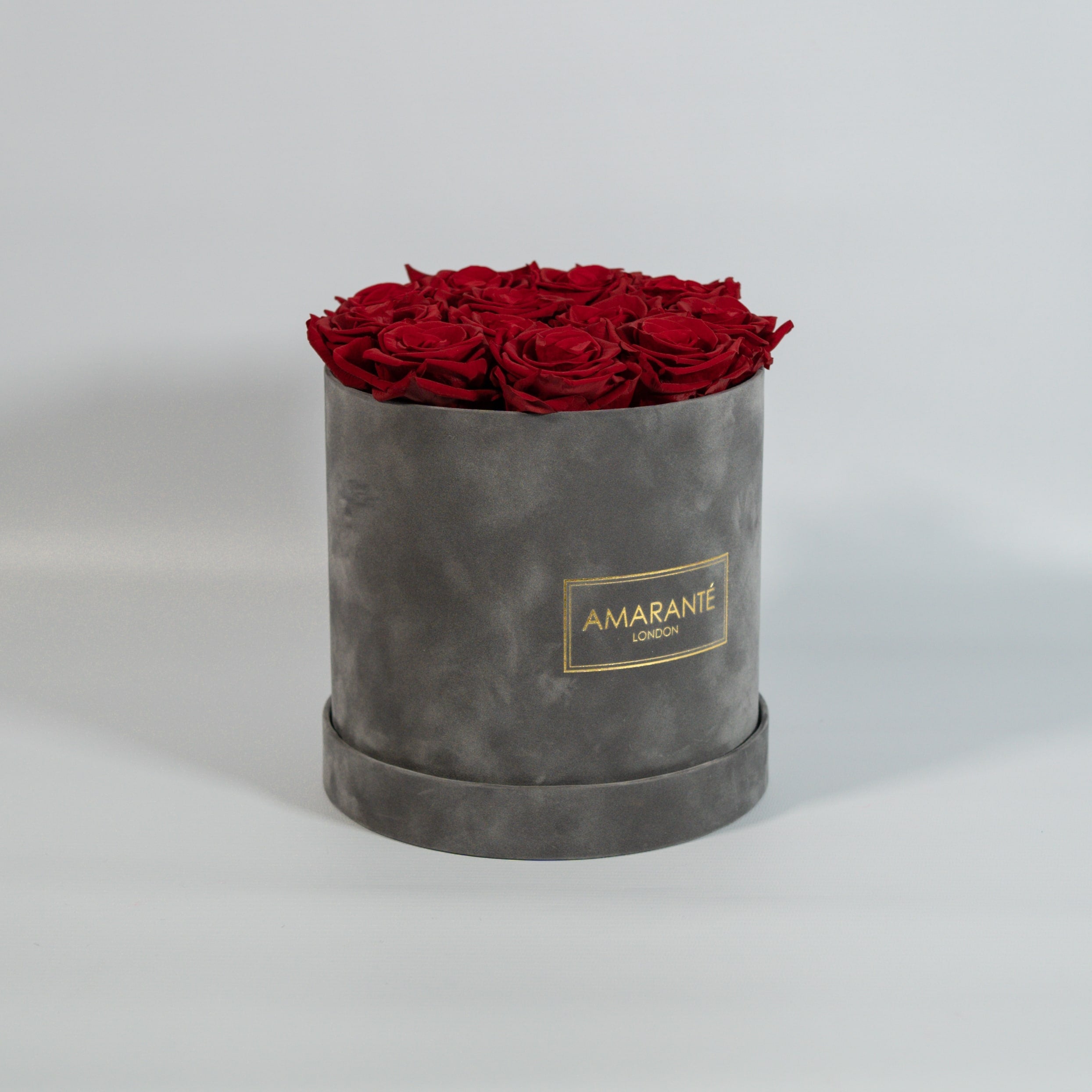 Medium Grey Round Suede Rose Box