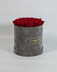 Medium Grey Round Suede Rose Box