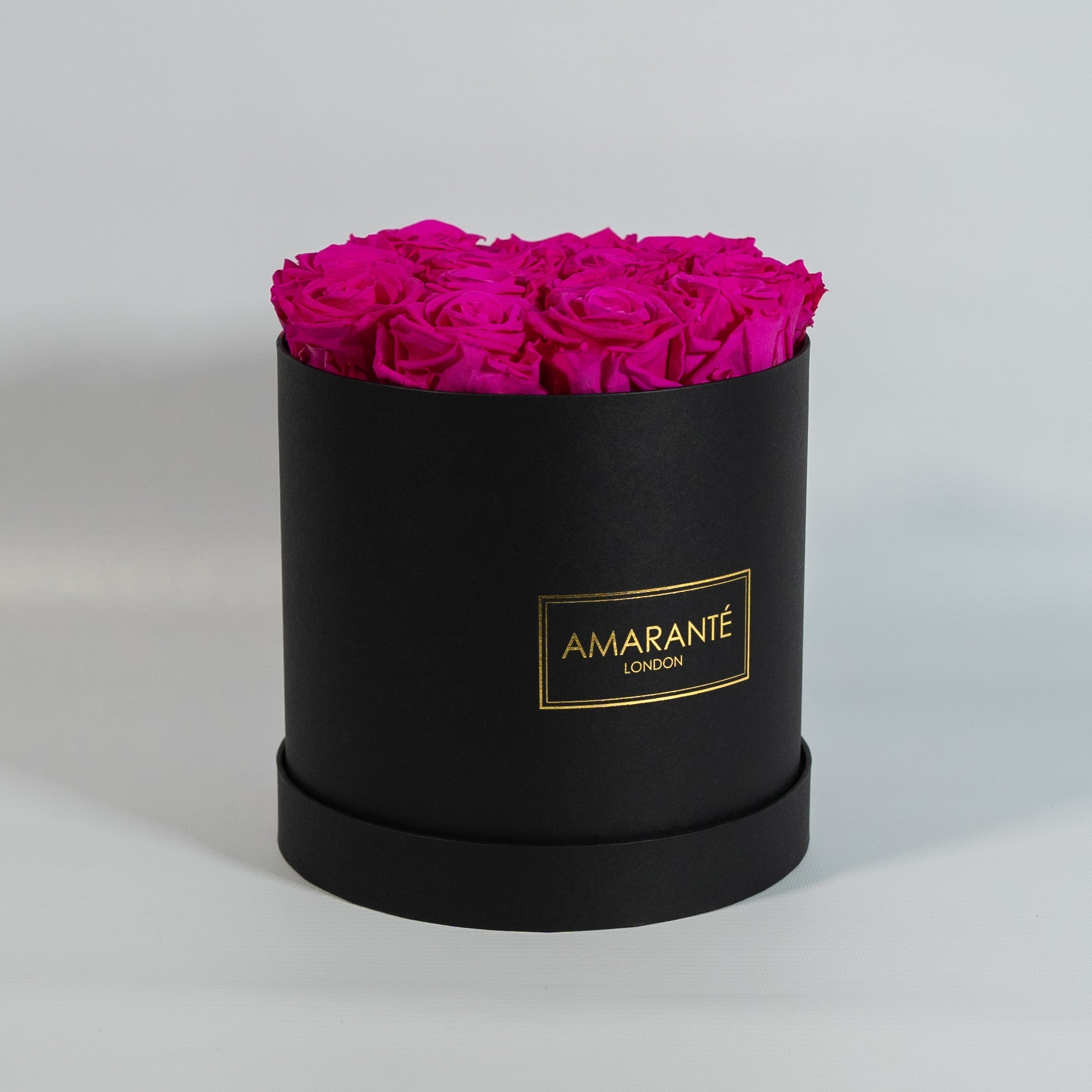 Medium Black Round Matte Rose Box of Infinity Roses