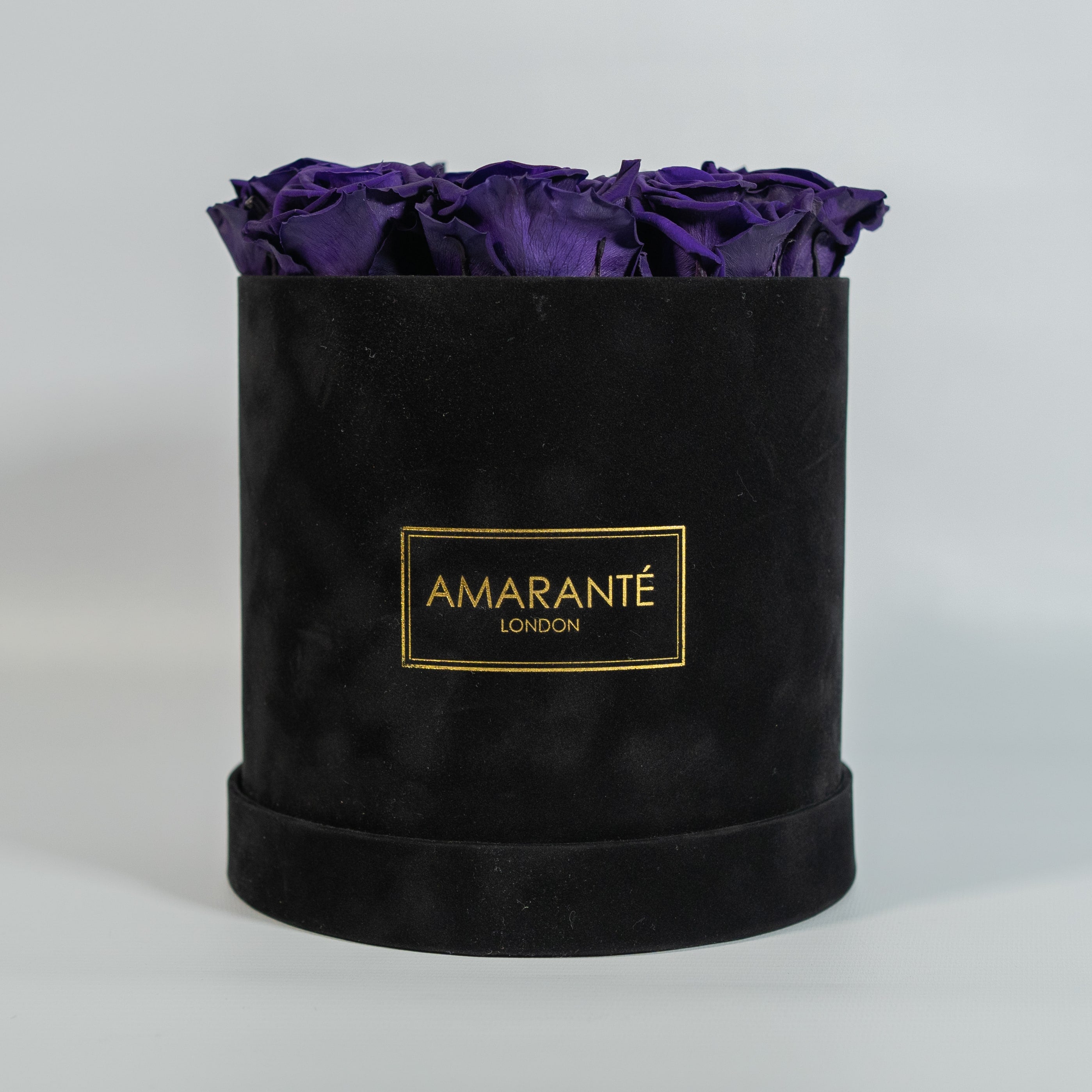 Medium Round Black Suede Rose Box