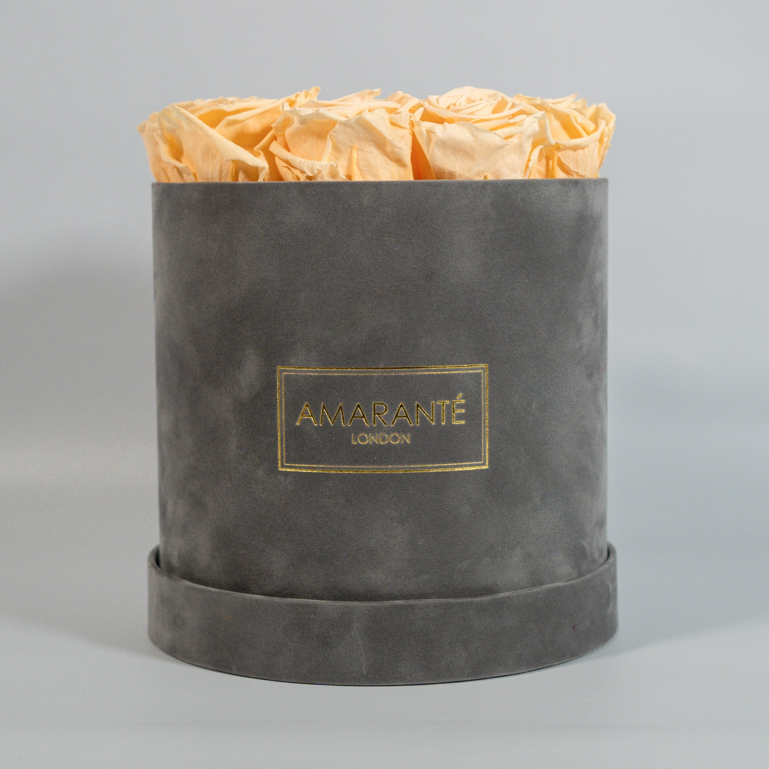 Medium Grey Round Suede Rose Box