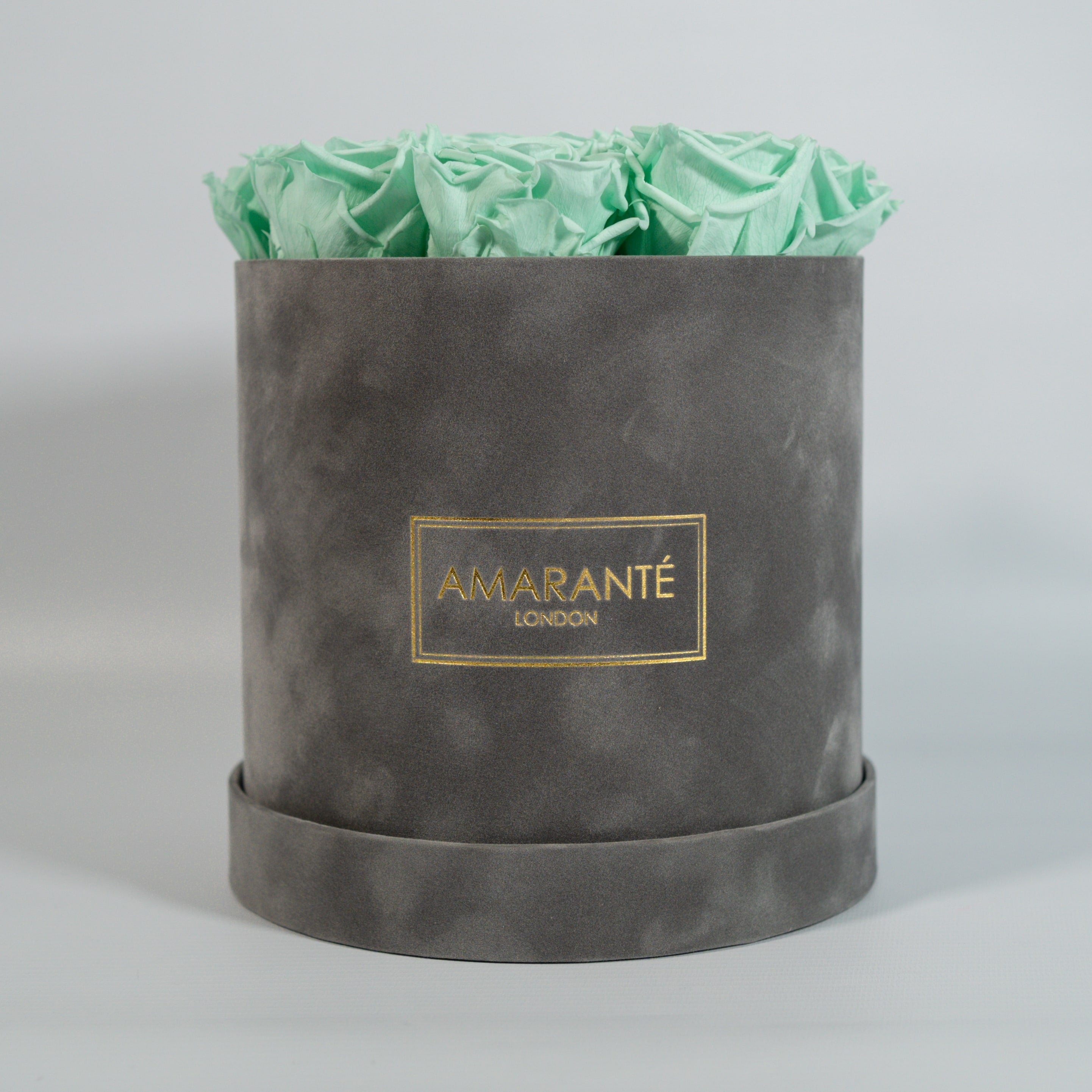 Medium Grey Round Suede Rose Box