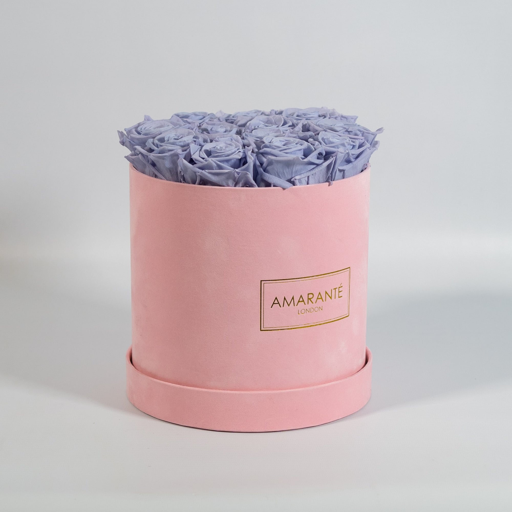 Medium Pink Round Suede Rose Box