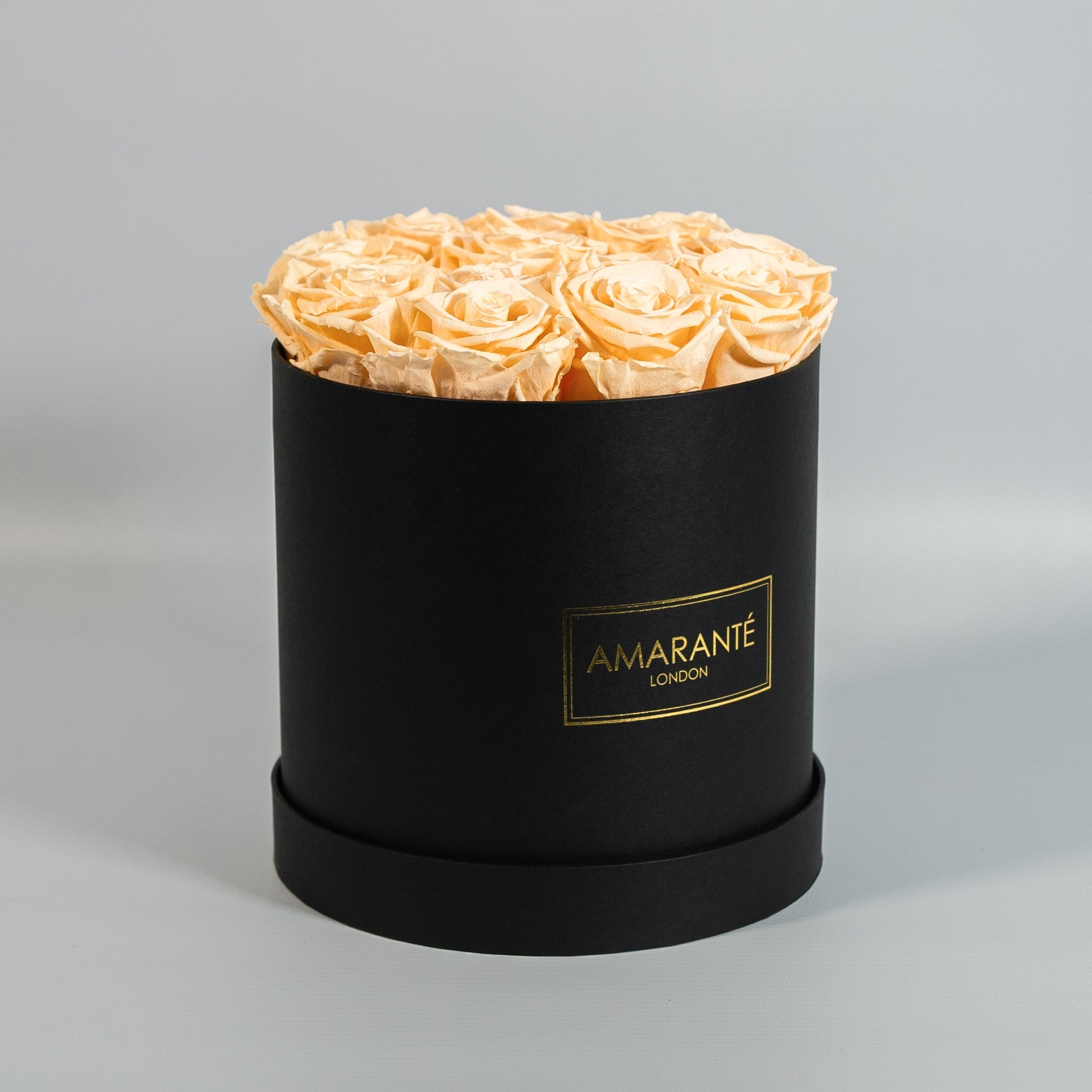 Medium Black Round Matte Rose Box of Infinity Roses