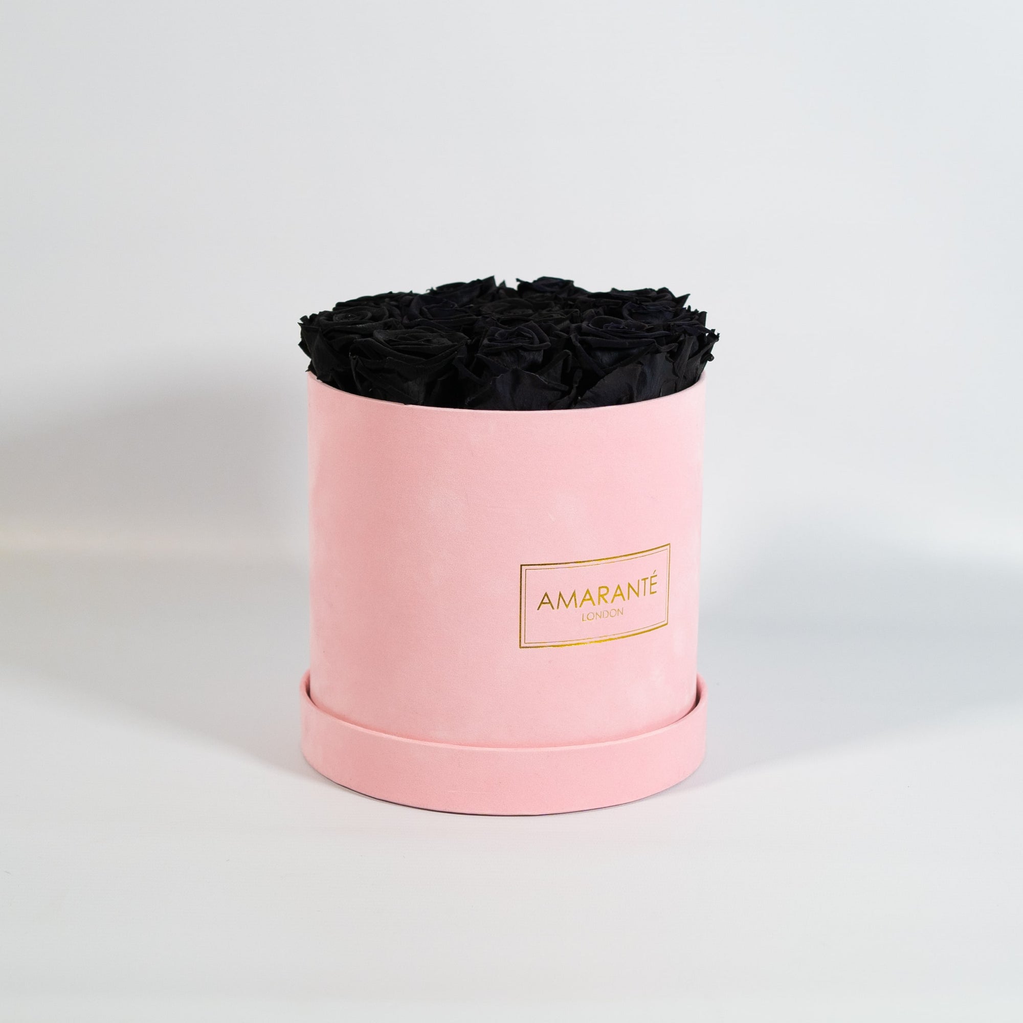 Medium Pink Round Suede Rose Box