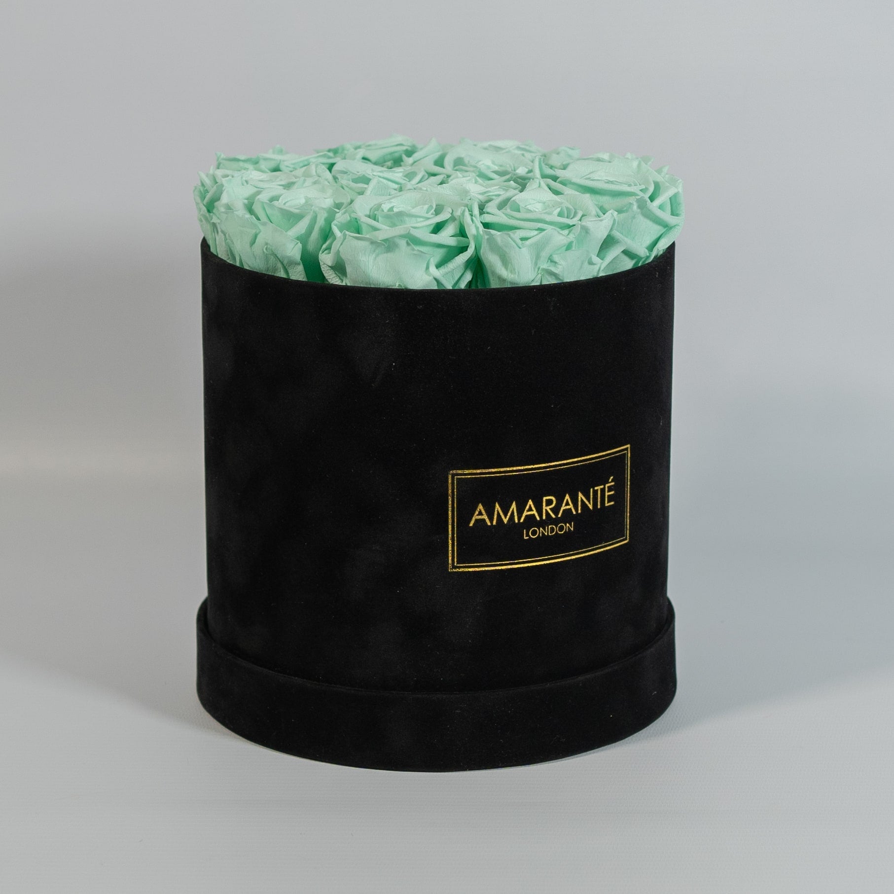 Medium Round Black Suede Rose Box