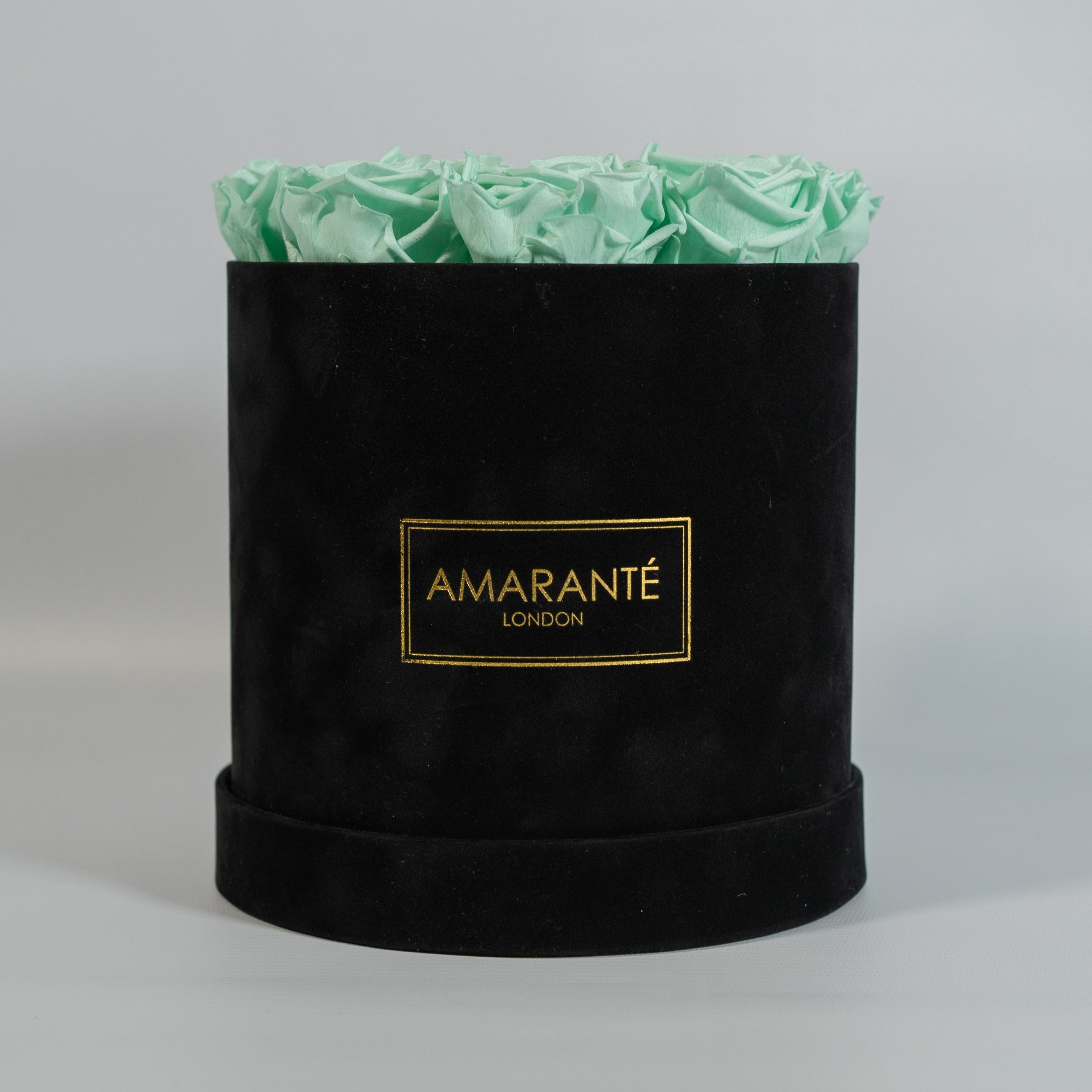 Medium Round Black Suede Rose Box