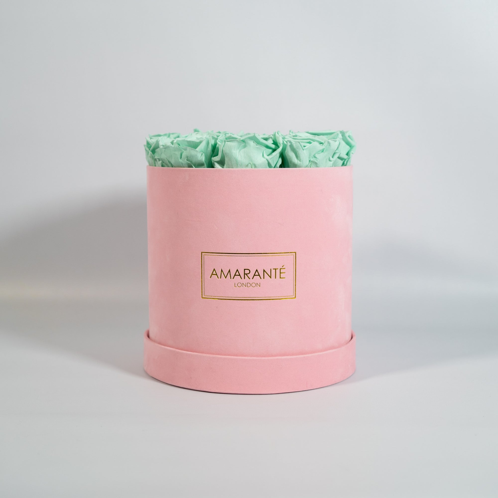 Medium Pink Round Suede Rose Box
