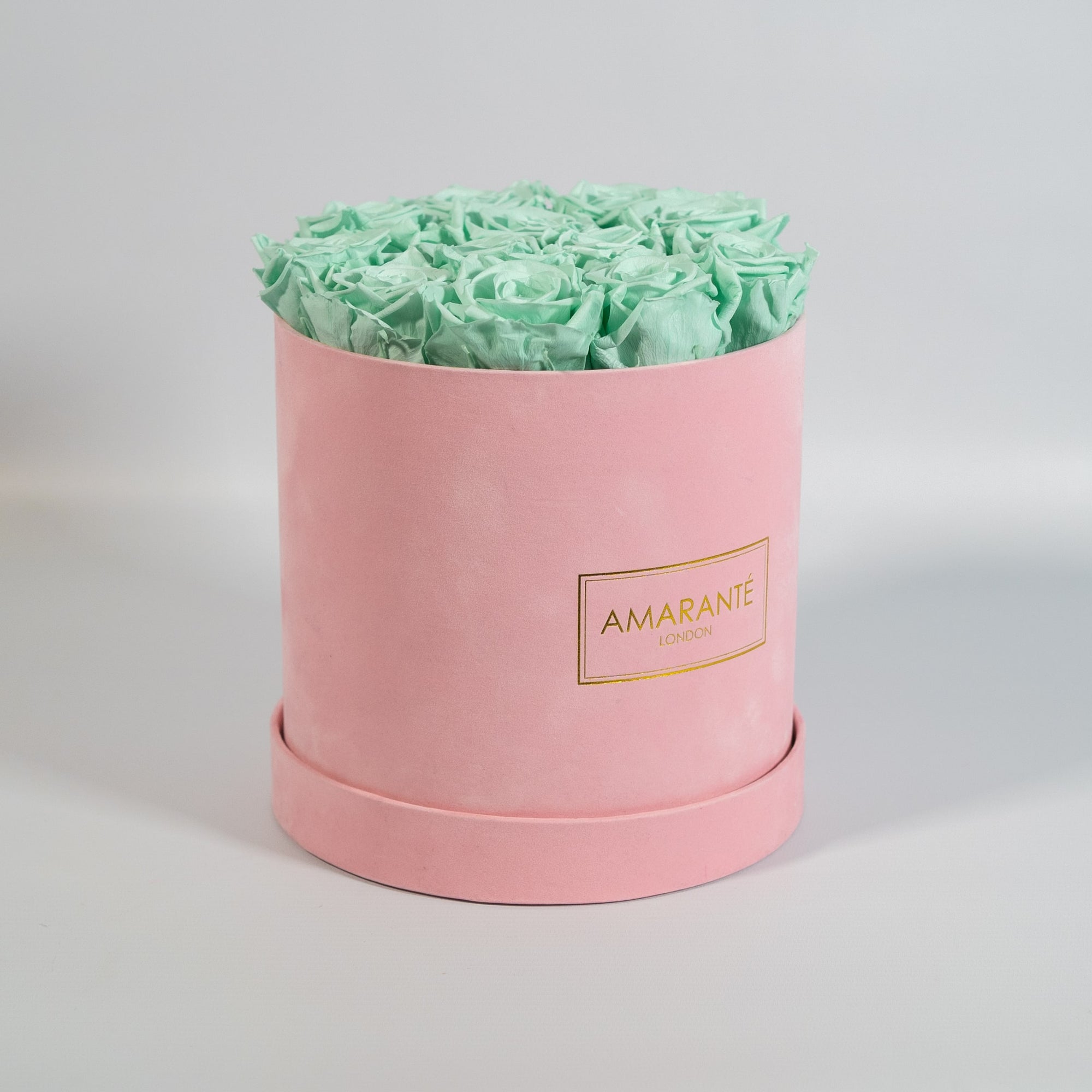 Medium Pink Round Suede Rose Box