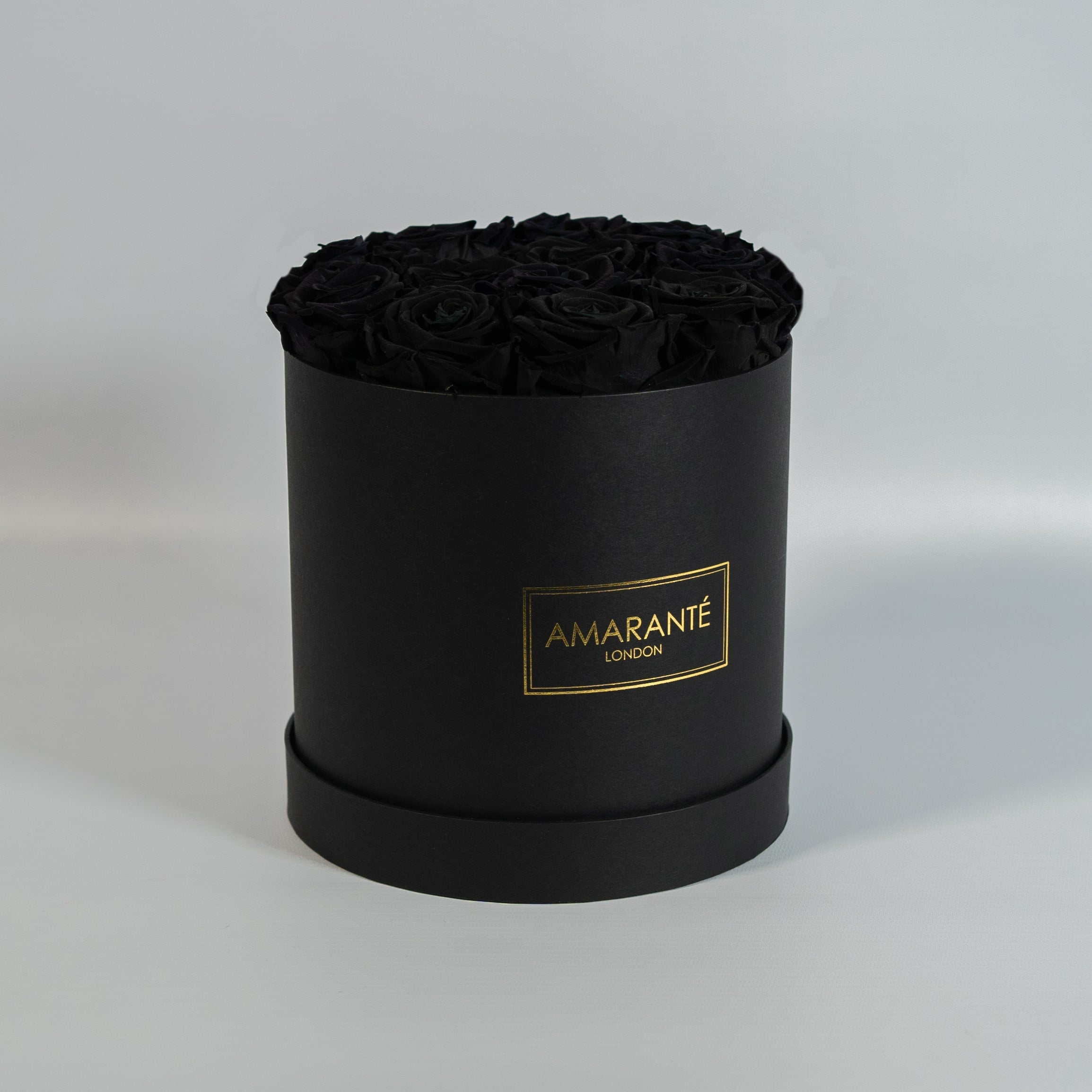 Medium Black Round Matte Rose Box of Infinity Roses