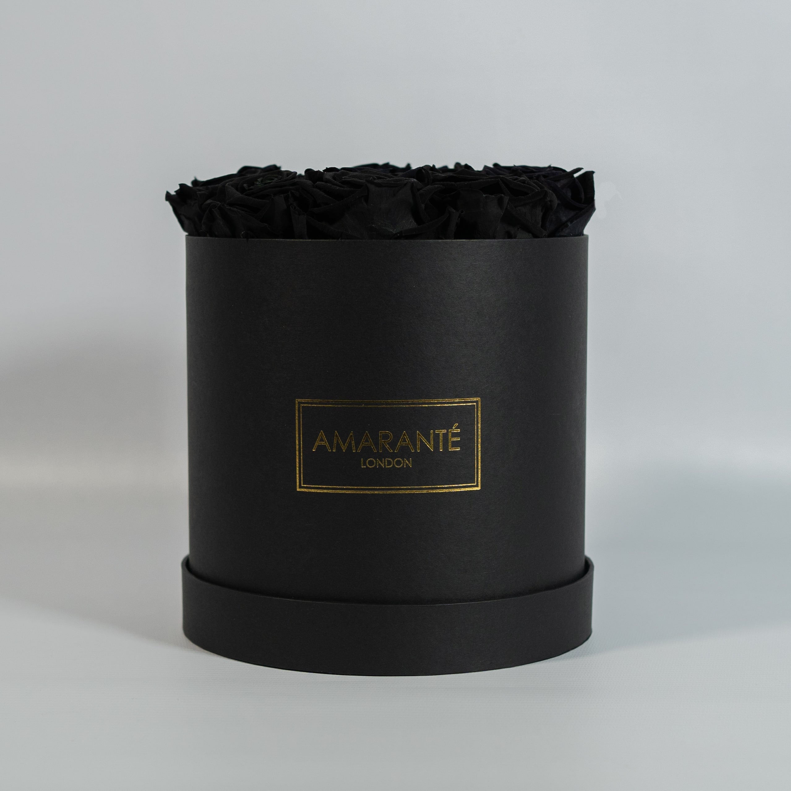 Medium Black Round Matte Rose Box of Infinity Roses