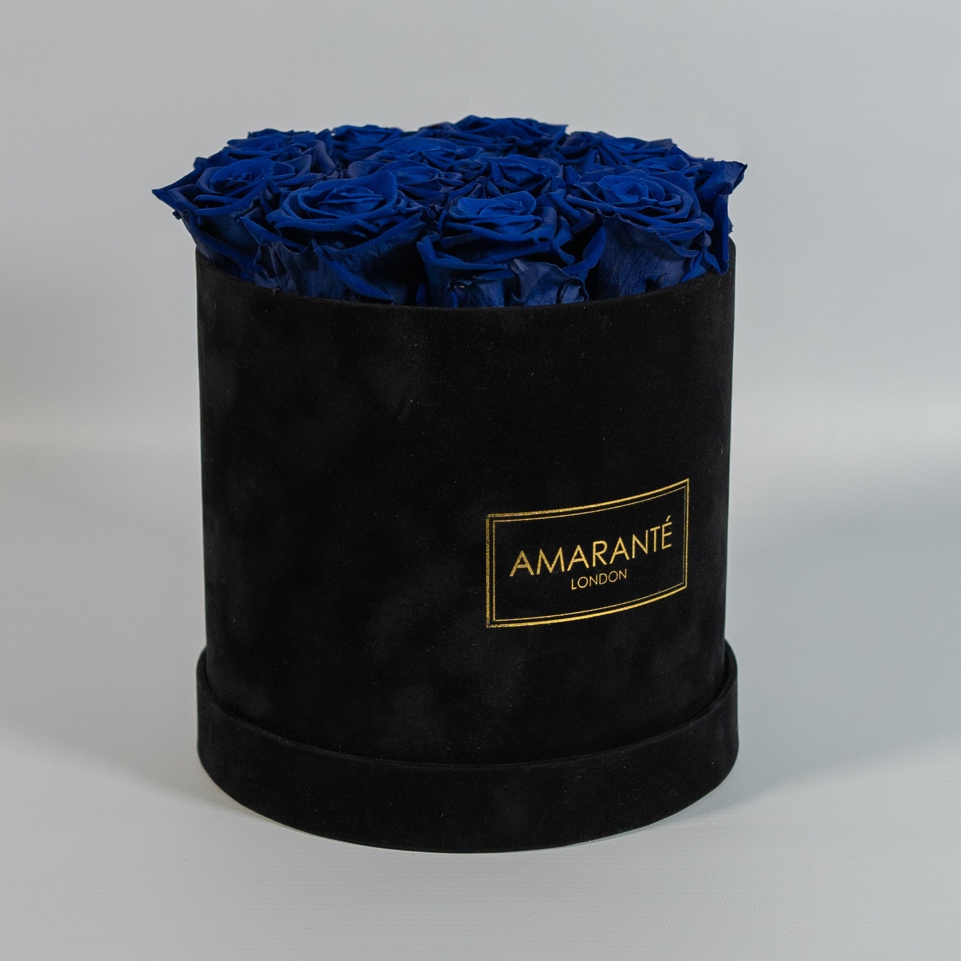 Medium Round Black Suede Rose Box