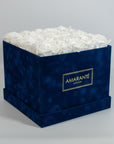 Large Royal Blue Square Suede Rose Box