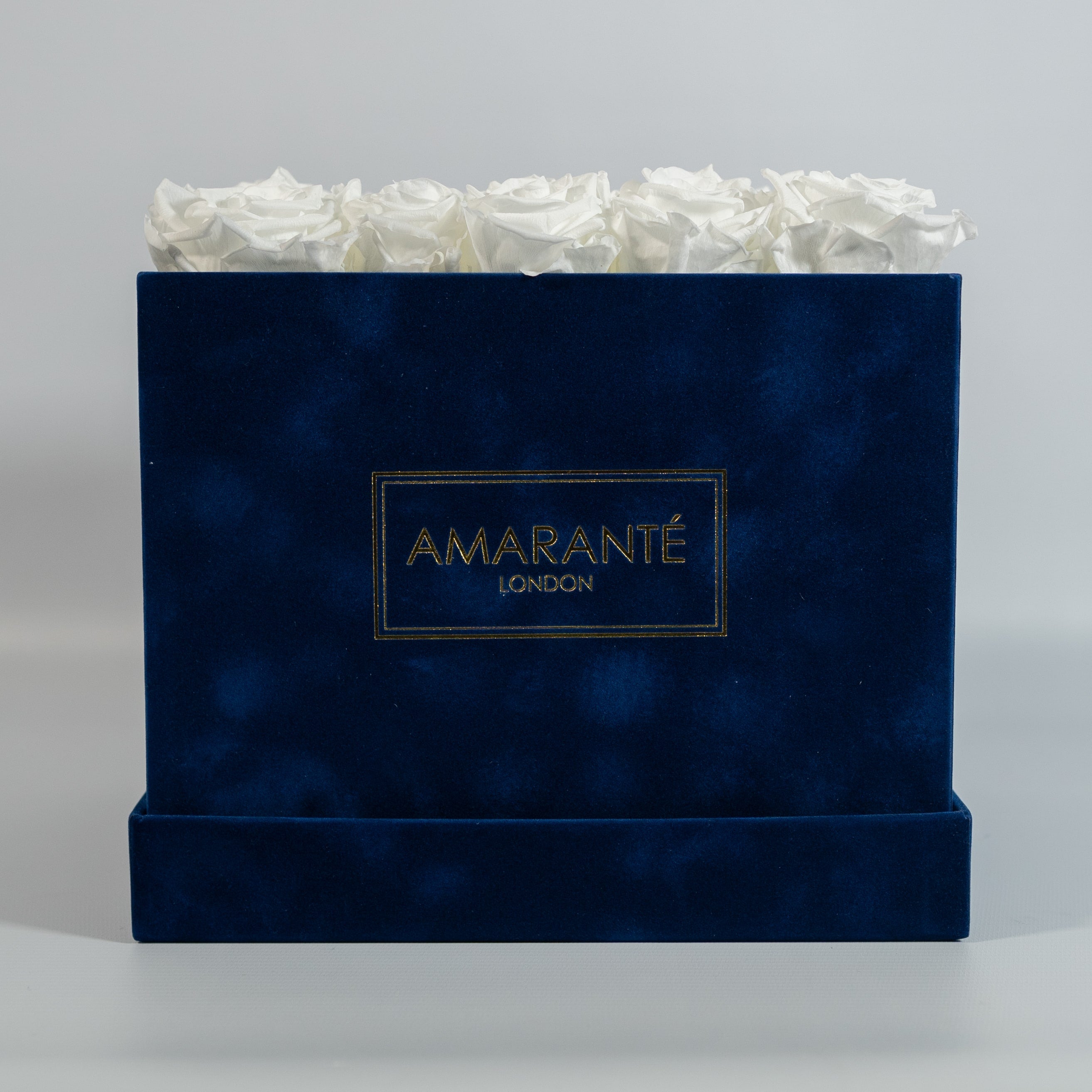 Large Royal Blue Square Suede Rose Box