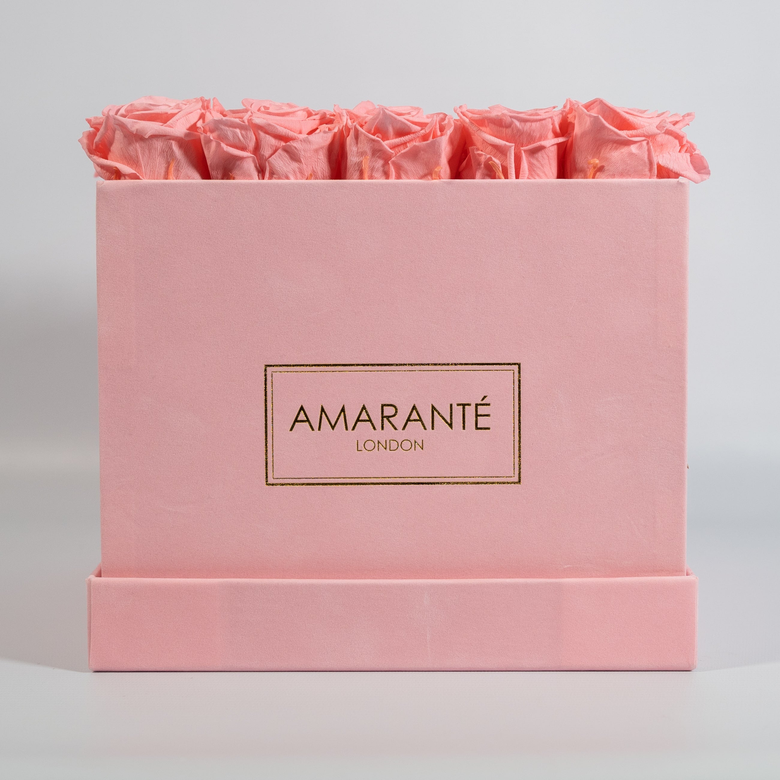 Gorgeous light pink roses encompassed in a tender pink box  