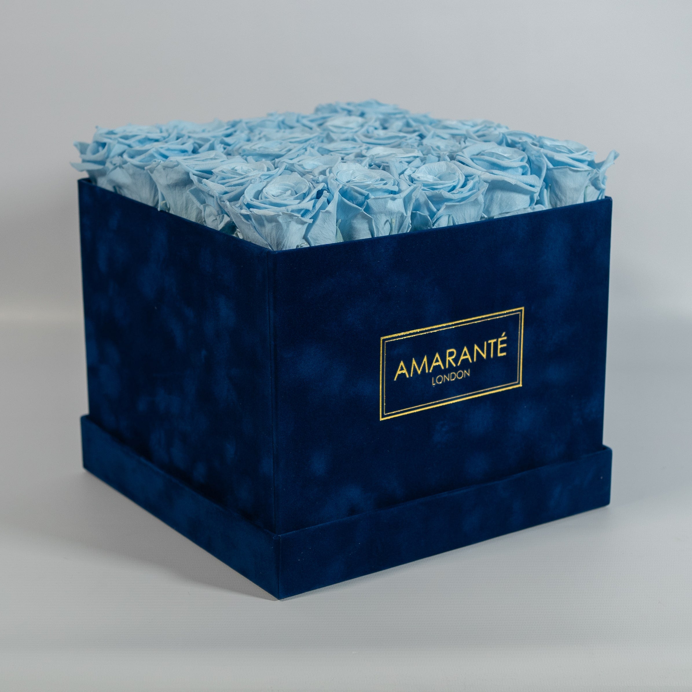 Large Royal Blue Square Suede Rose Box