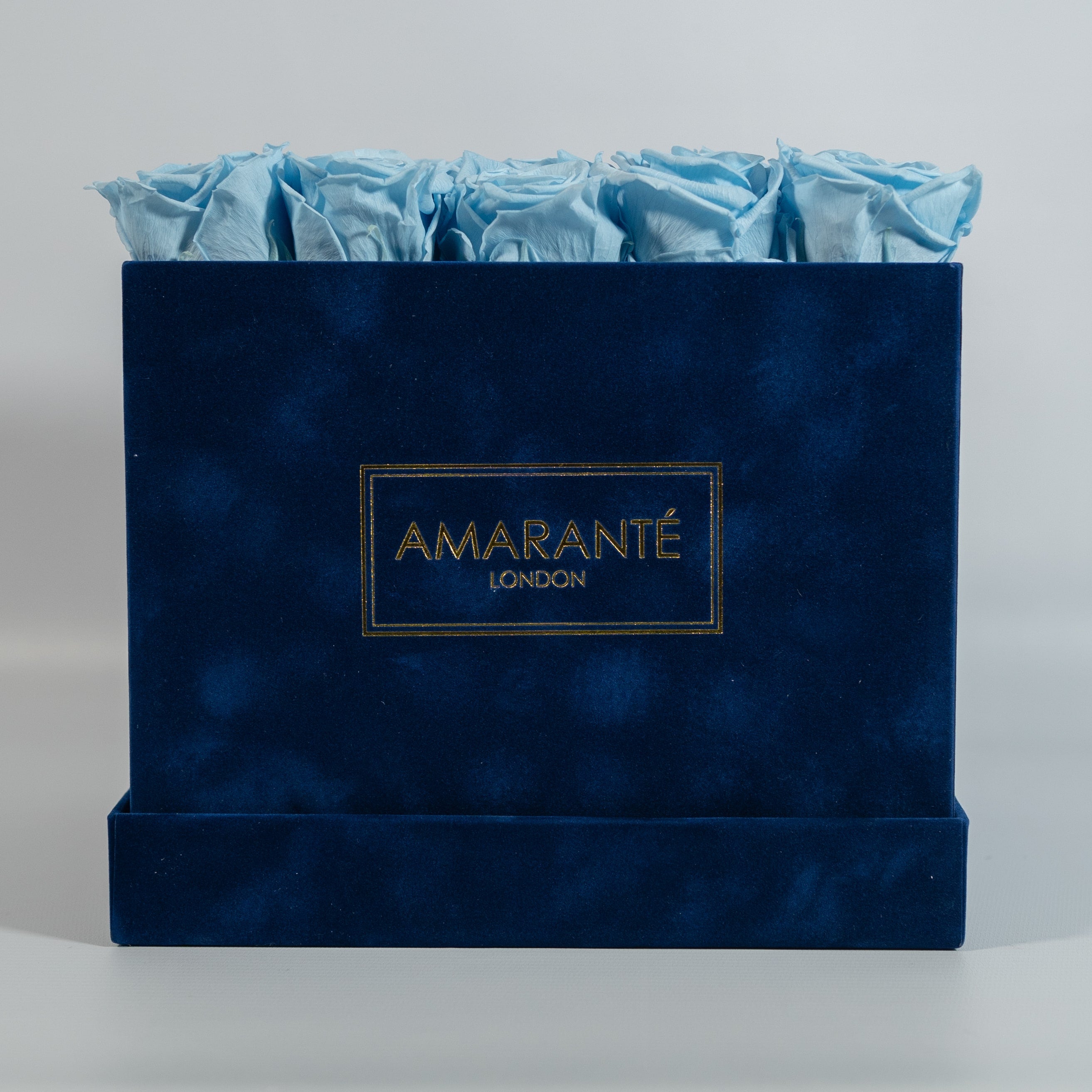 Large Royal Blue Square Suede Rose Box