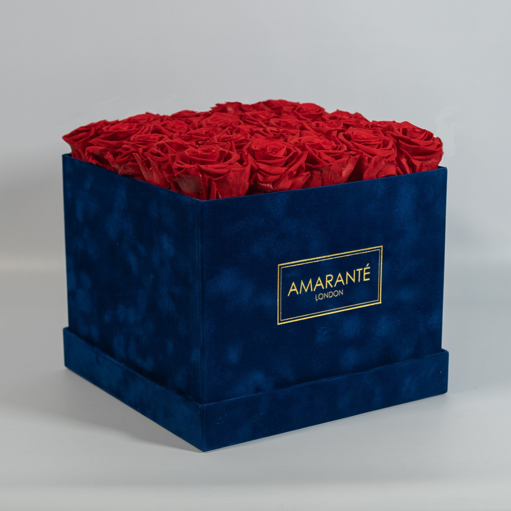 Large Royal Blue Square Suede Rose Box