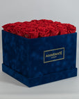 Large Royal Blue Square Suede Rose Box