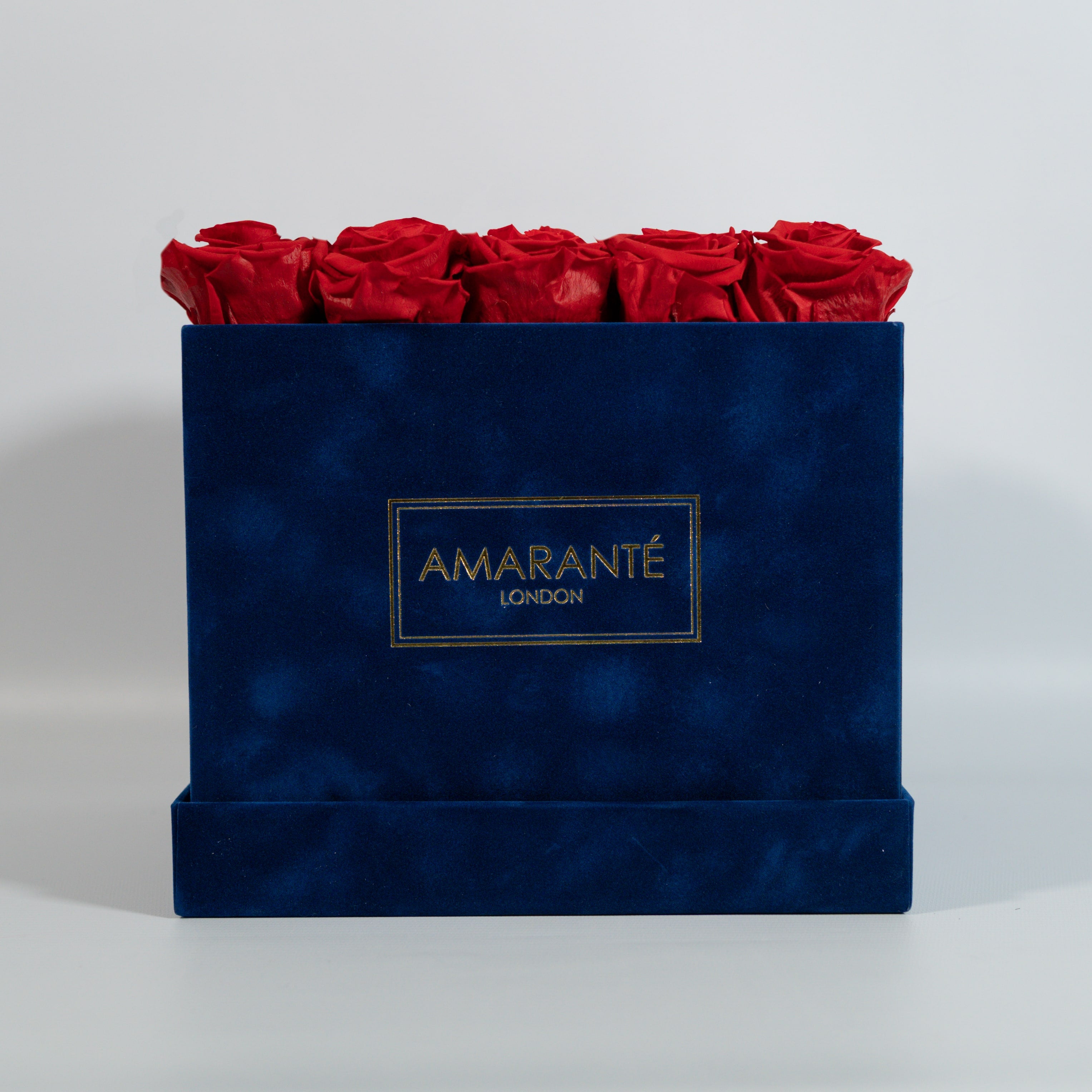 Large Royal Blue Square Suede Rose Box