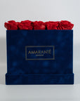 Large Royal Blue Square Suede Rose Box