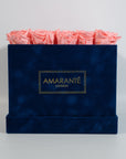 Large Royal Blue Square Suede Rose Box