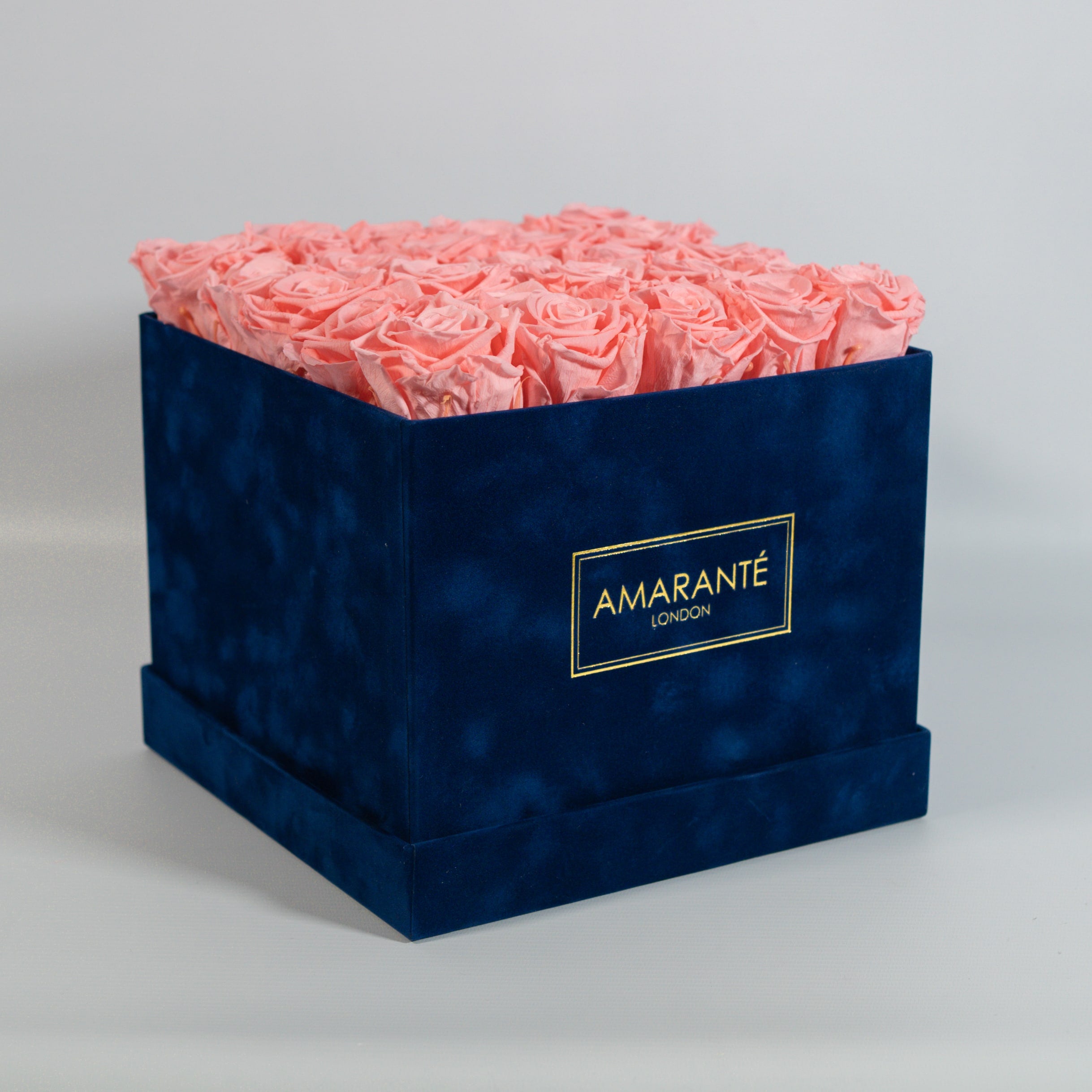 Large Royal Blue Square Suede Rose Box