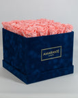 Large Royal Blue Square Suede Rose Box