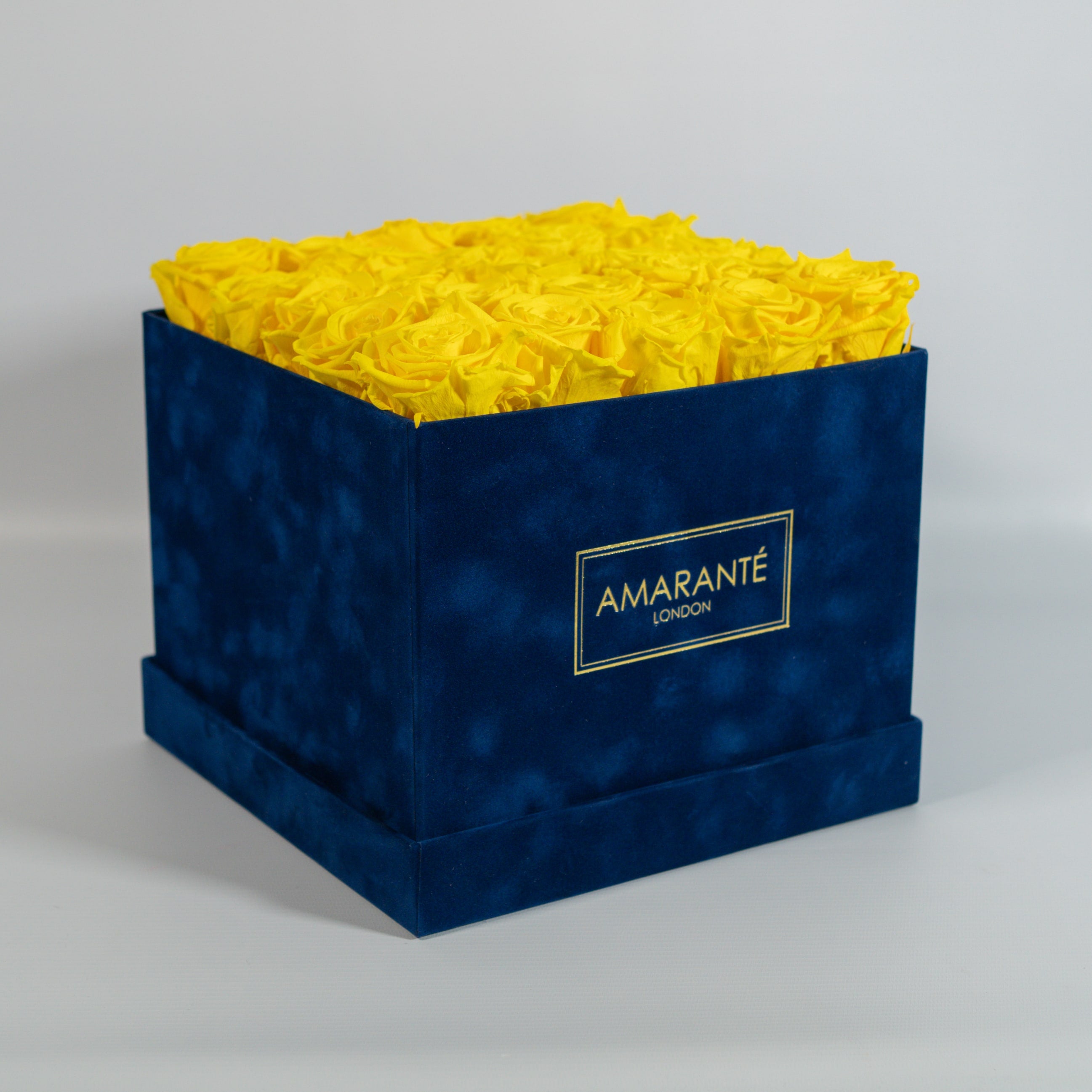 Large Royal Blue Square Suede Rose Box