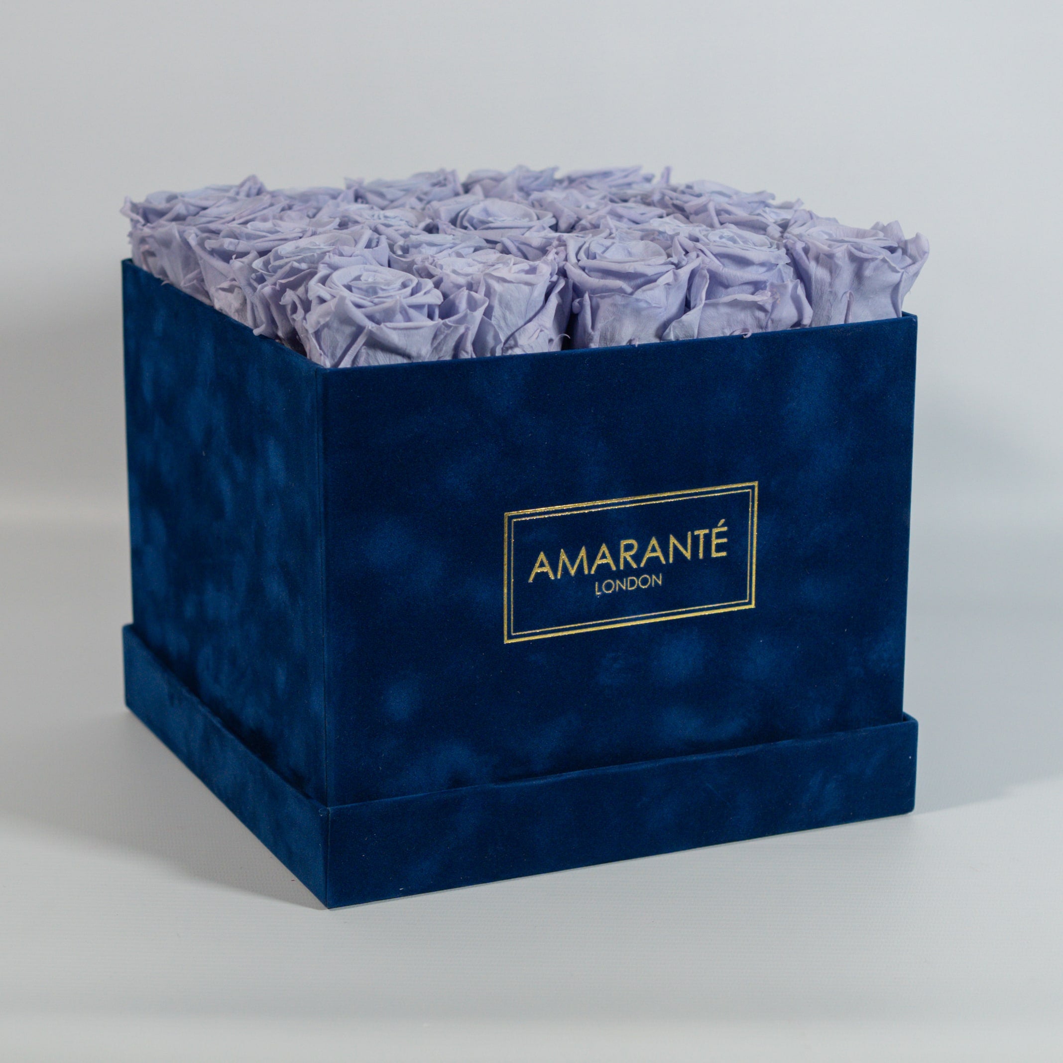 Large Royal Blue Square Suede Rose Box