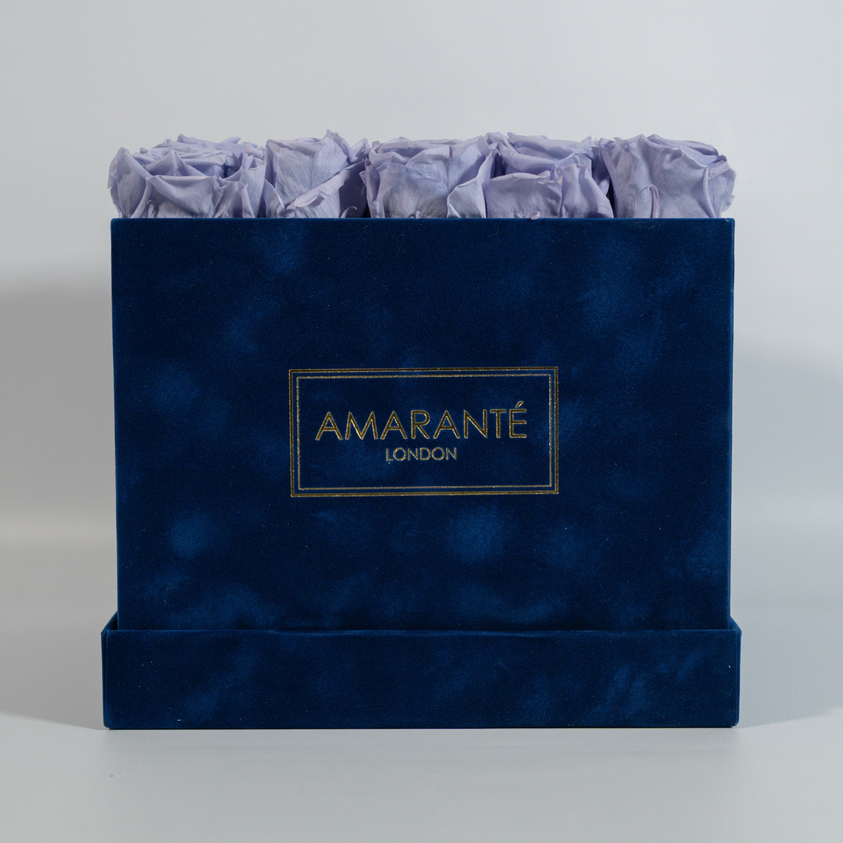 Large Royal Blue Square Suede Rose Box